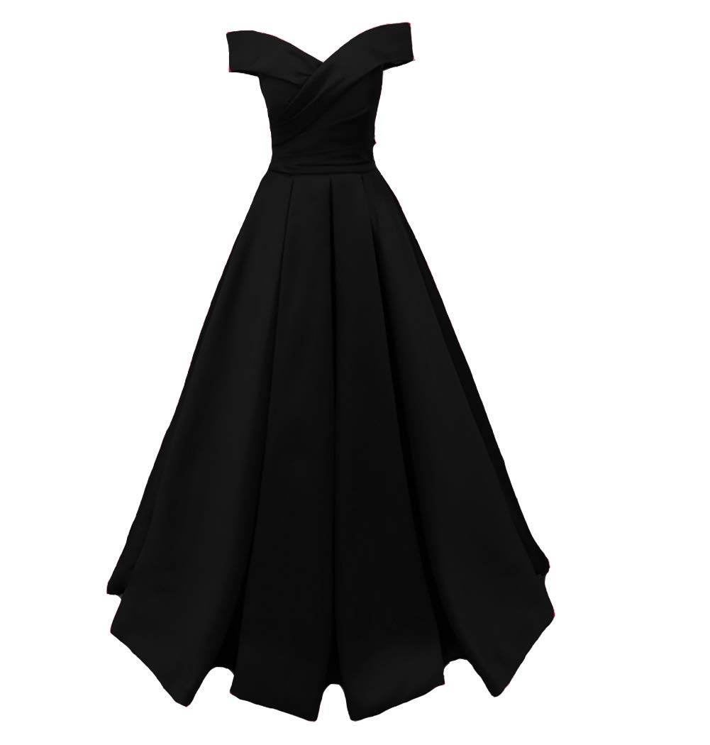 Kivary Long Off The Shoulder Satin V Neck Formal Corset Prom Dress Evening Gown - Elegant Ball Gown for Homecoming, Wedding Guest & Special Occasions