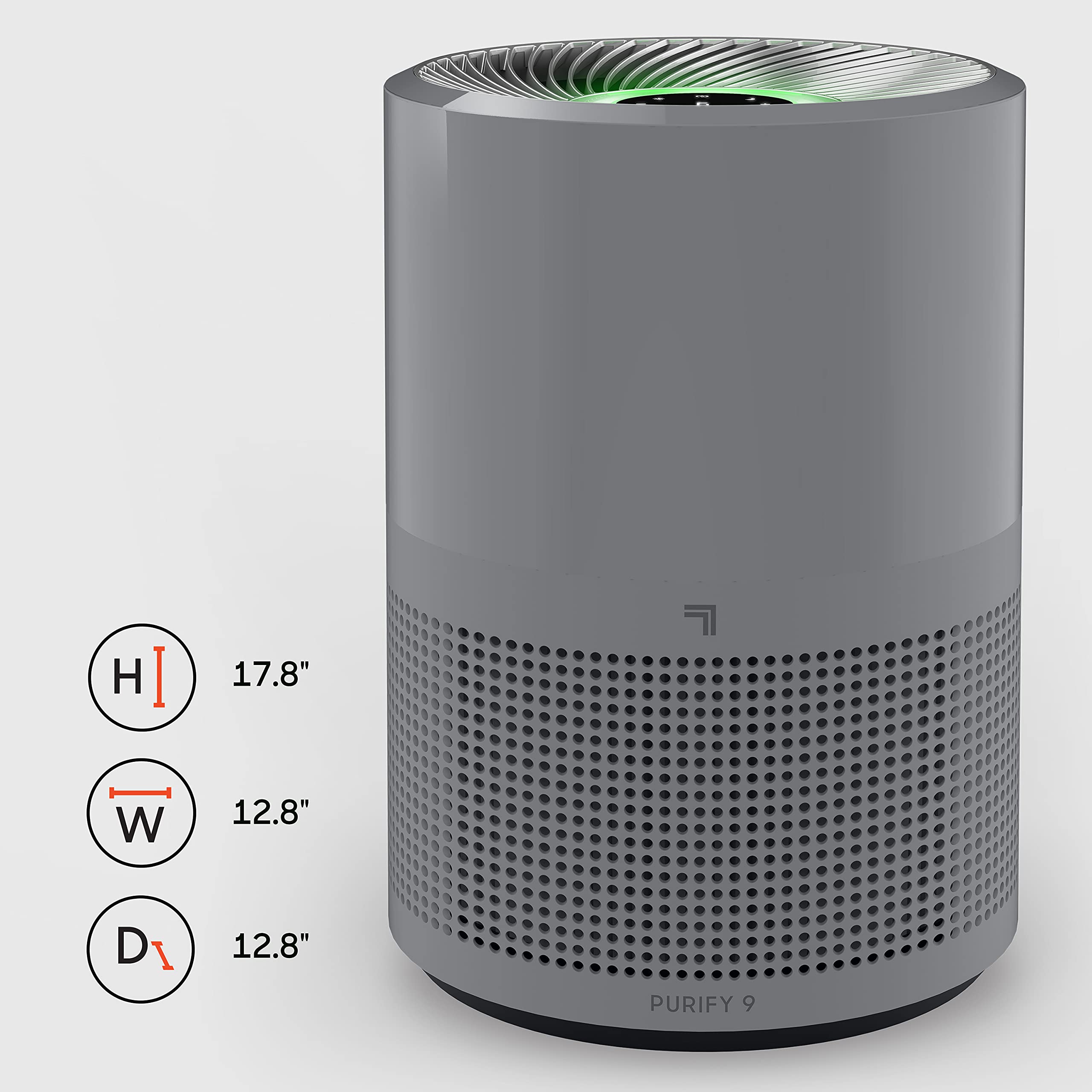 Sharper Image PURIFY 9 Whole Room Air Purifier with True HEPA Filter, Activated Carbon Filter & Air Quality Monitor - Eliminates Allergens, Dust, Pet Dander - Ideal for Home, Bedroom, Office, Nursery and Living Room