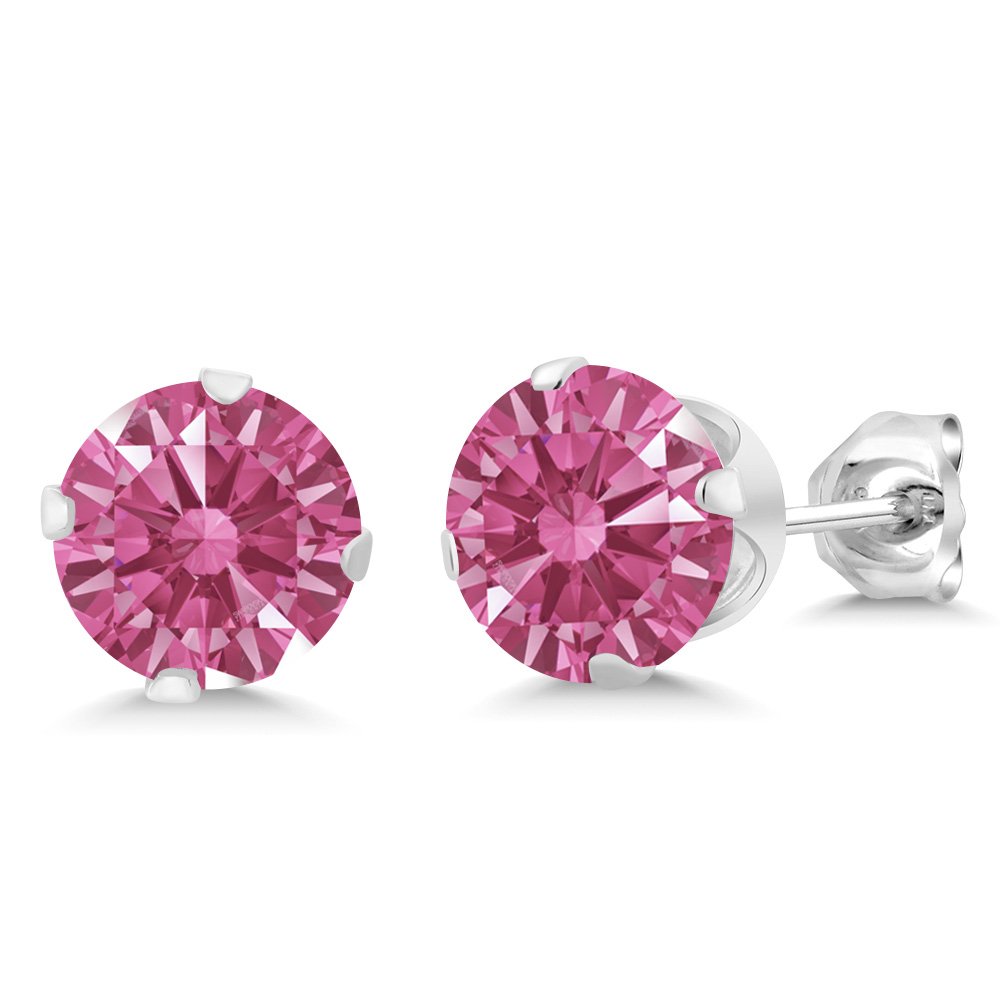 Gem Stone King Red 925 Sterling Silver Stud Earrings Set with Zirconia for Women & Men | Perfect for Gifts, Parties & Everyday Wear
