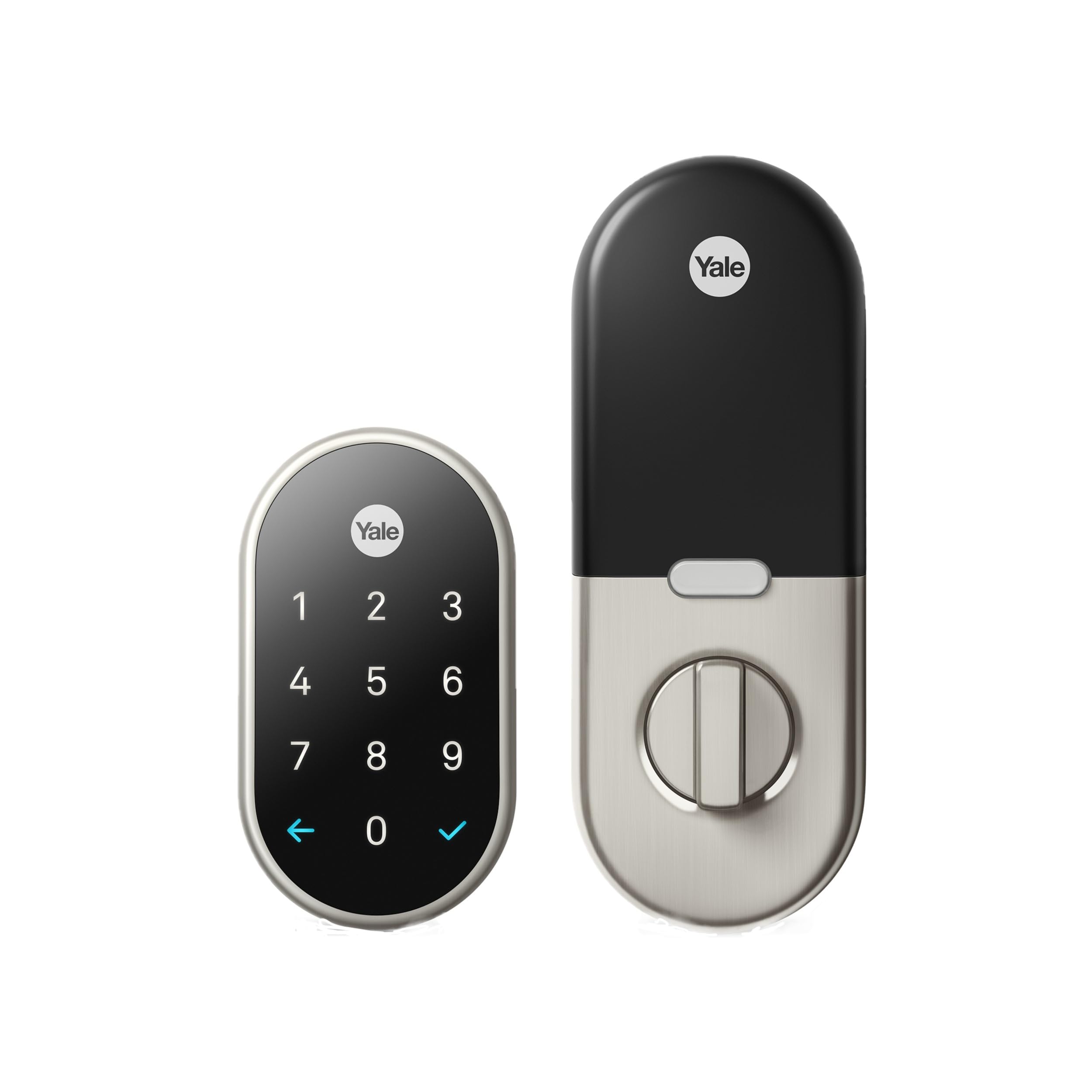 Google Nest x Yale Smart Lock - Keyless Entry Deadbolt with Tamper-Proof Keypad - Satin Nickel Finish for Front Door Security - Perfect for Smart Homes & Vacation Rentals