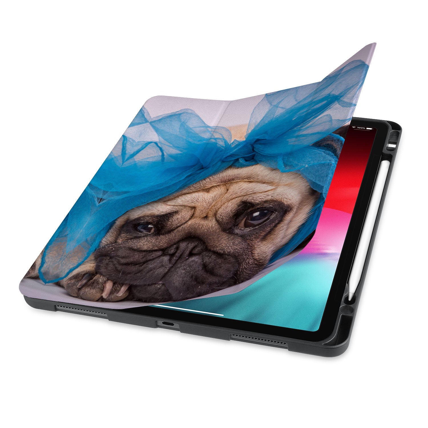 Premium iPad Trifold Stand Case with Auto Sleep/Wake - Cute Dog Pattern Design for iPad 10.2/9.7 Inch (2018-2023 Models) | Perfect for Work, Study & Travel Protection