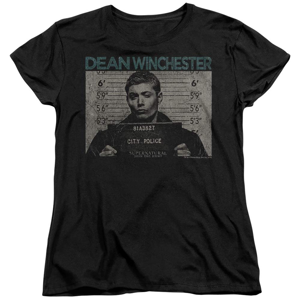 Supernatural Dean Winchester Mug Shot Vintage T-Shirt for Women - Soft Cotton Tee for Fans, Casual Wear & TV Show Cosplay
