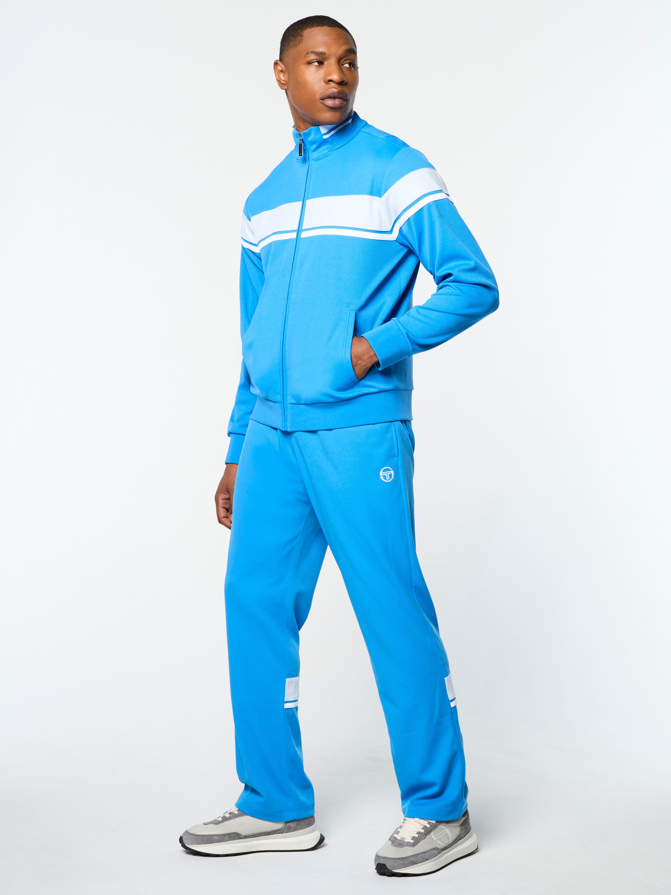 Damarindo Men's French Blue Track Jacket - Lightweight Athletic Running Hoodie for Gym & Outdoor Workouts