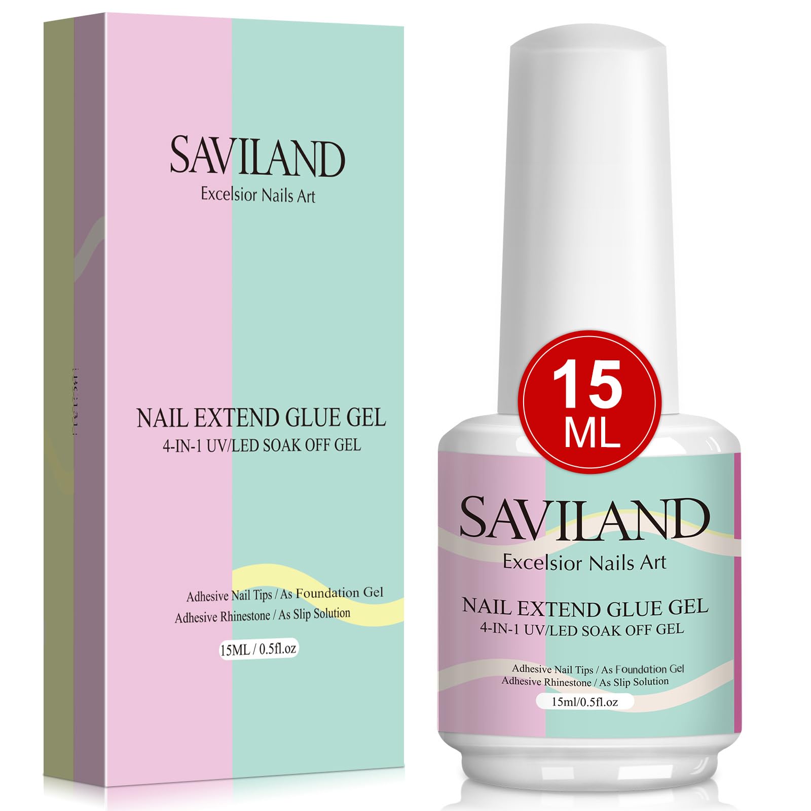 SAVILAND 15ML UV Gel Nail Glue - Super Strong Adhesive for Press On Nails & Tips | Long Lasting Manicure Art Glue | Requires Nail Lamp | Perfect for Salon Professionals & DIY Nail Enthusiasts