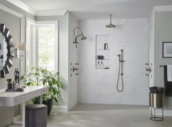 7-Function Classic Round H2OKinetic Shower Head - 2.5 GPM, Luxe Steel Finish (Model 87495 SL 2.5 Brizo) - Perfect for Spa-Like Bathroom Experience & Water Conservation