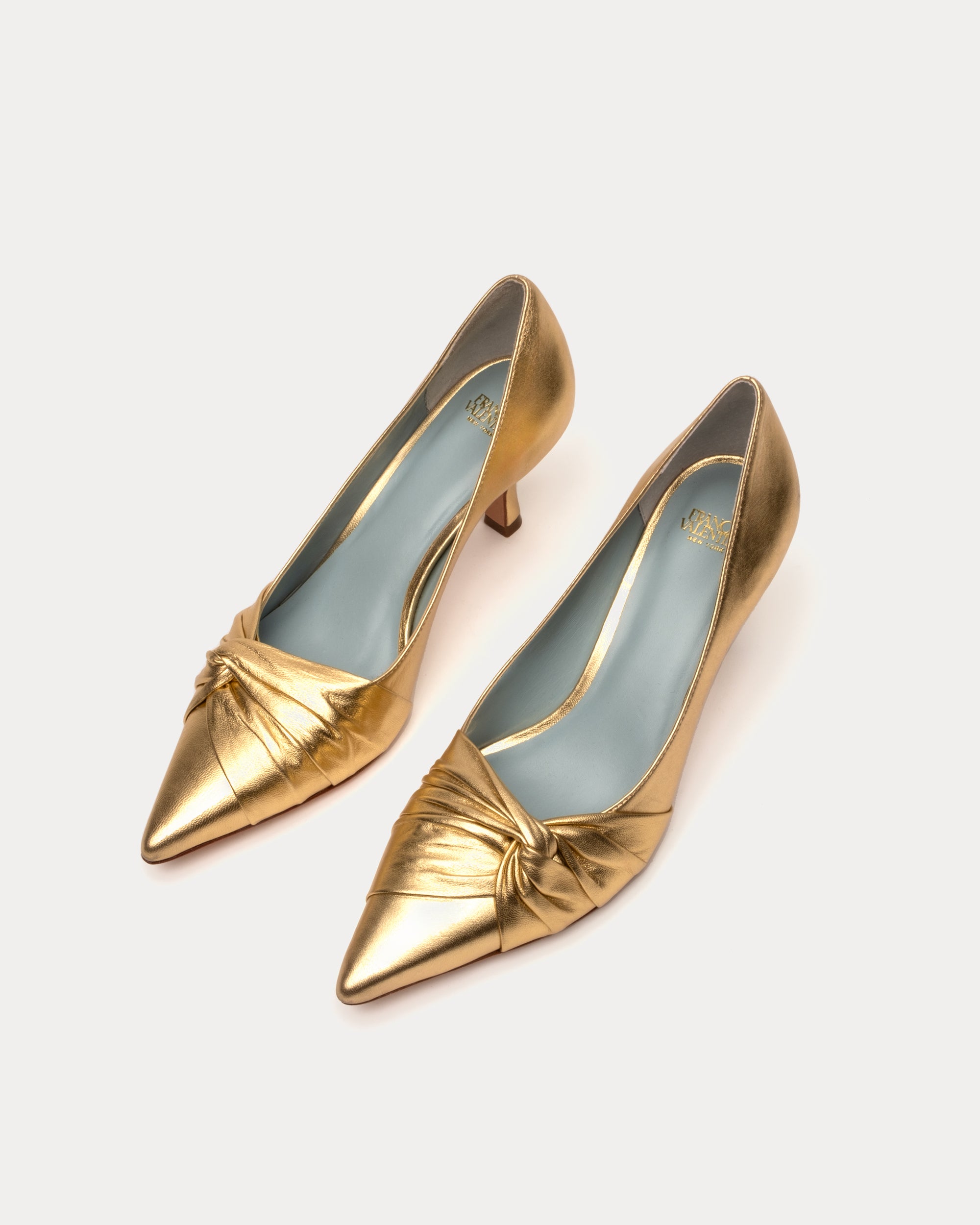 Kitten Heel Shoes for Women - Crinkle Nappa Leather Platino Pointed Toe Pumps | Perfect for Office, Parties & Special Occasions