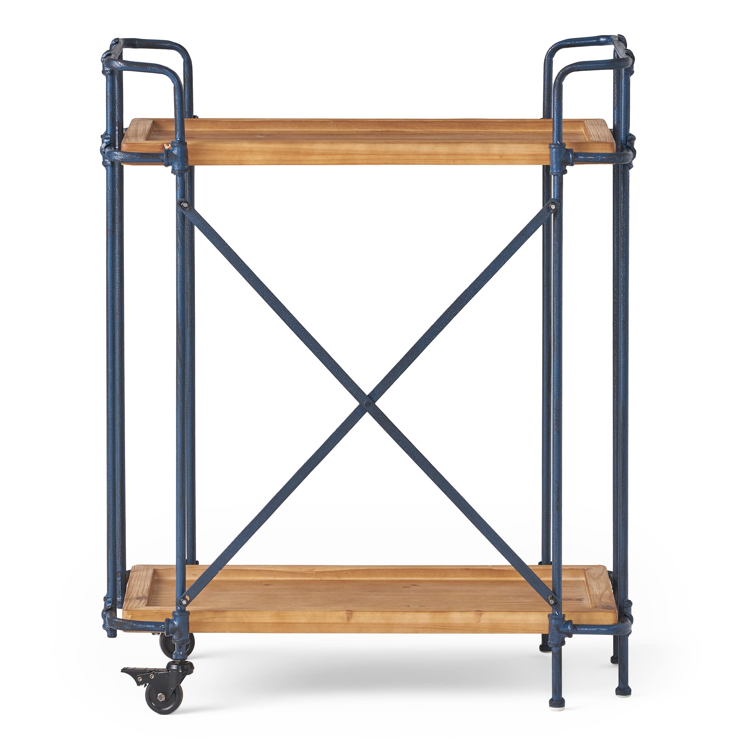 Christopher Knight Home Kanaan Firwood and Iron Coffee Cart - Antique Finish Bar Cart with Wheels for Living Room, Kitchen, or Outdoor Entertaining