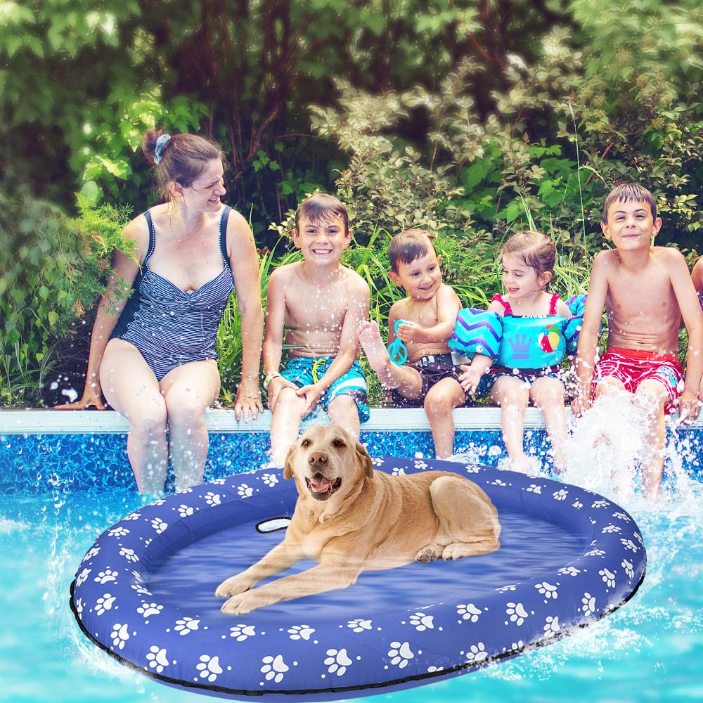 **Thickened 55x38 Inch (140x96 cm) Inflatable Dog Pool Float for Large Dogs & Puppies - Durable Summer Swimming Float for Adults & Pets - Perfect for Backyard Pools, Lakes, and Beach Vacations**