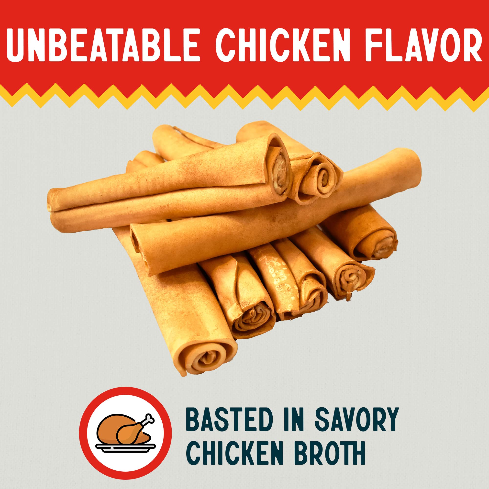 Premium Chicken-Flavored Rawhide Chews for Large Dogs - 8-9