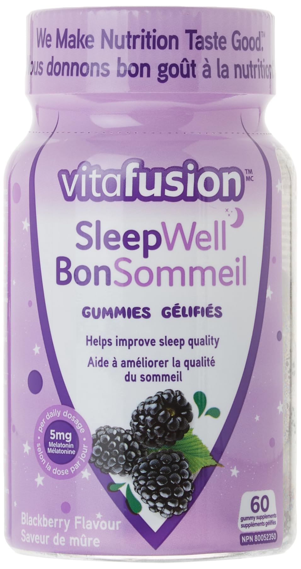 Vitafusion Sugar-Free Sleep Well Gummies for Adults - White Tea & Passion Fruit Flavor, 60 Count | Natural Sleep Aid for Relaxation & Better Rest