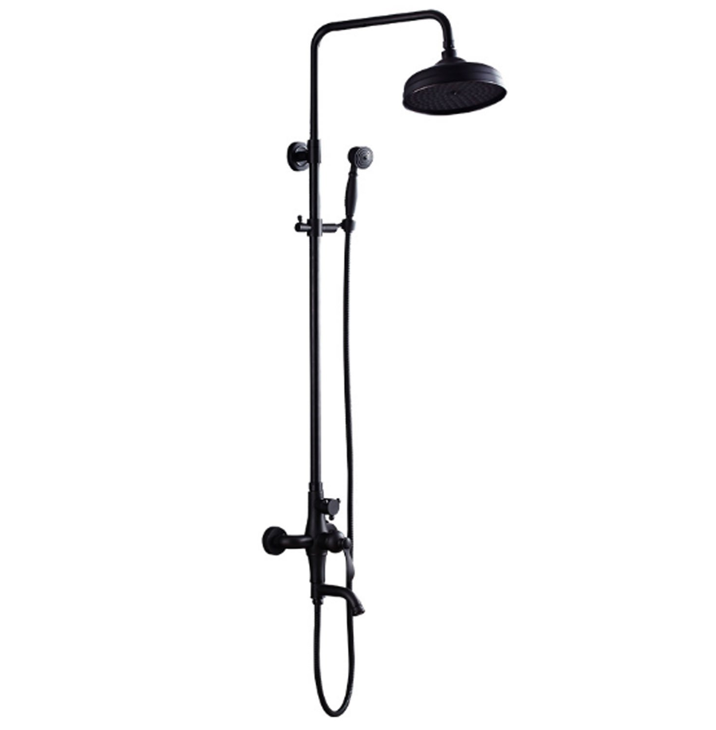 Vintage Black Bronze Tub Shower Faucet Set - European Wall Mounted Thermostatic Rainfall Showerhead with Handheld Sprayer & Copper Riser Rail - Antique Bathroom Hardware for Modern & Retro Bathrooms (Ideal for Spa, Master Bath & Luxury Home Renovations)