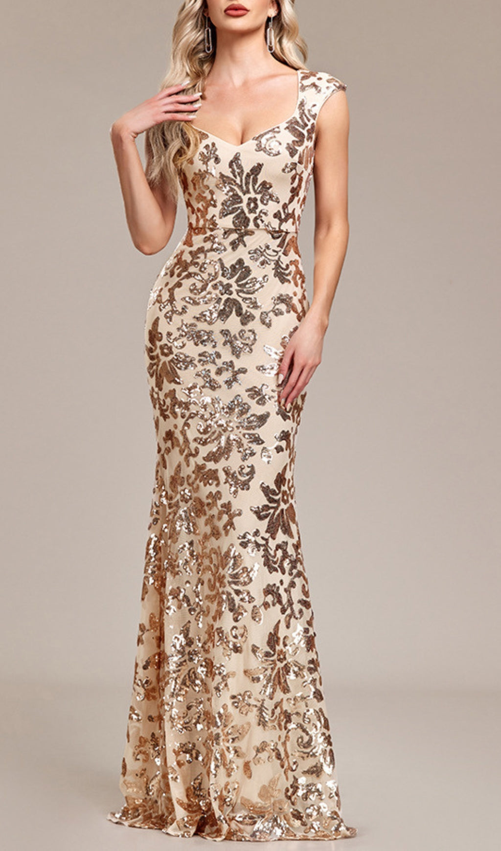 ARZILLA Gold Sequin Gown - Elegant Evening Dress for Prom, Party & Special Occasions