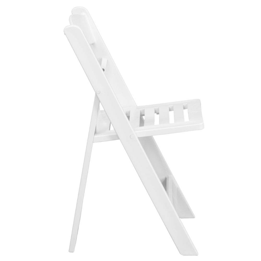 Flash Furniture 2-Pack HERCULES Series 800 lb Capacity White Resin Folding Chairs with Slatted Seat - Heavy Duty Outdoor & Indoor Chairs for Events, Parties, Weddings, and Camping