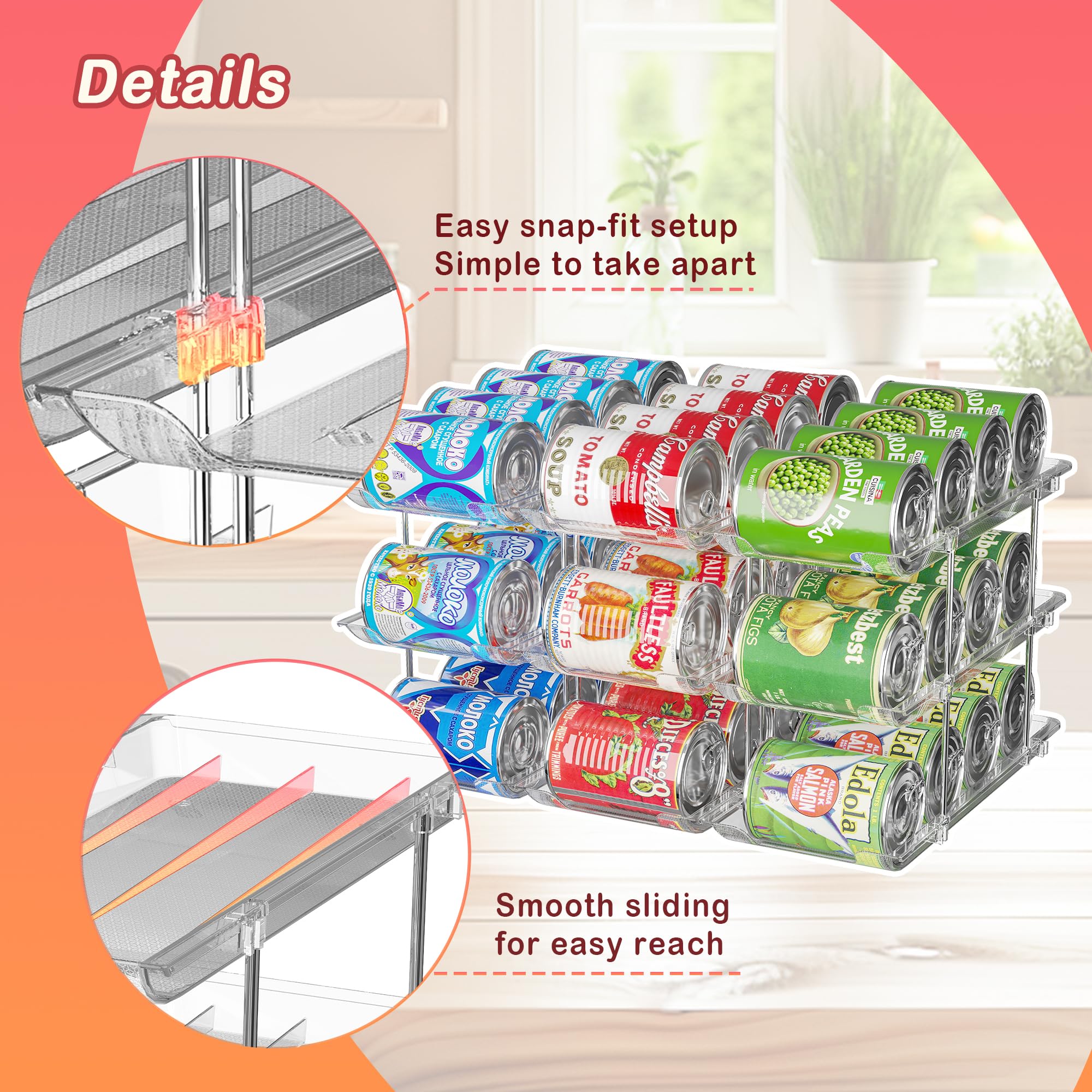 9-Pack Clear Can Storage Organizer for Pantry - Stackable Canned Food Holder & Soup Can Dispenser with Rack - Perfect for Kitchen Organization, Grocery Stores, and Emergency Food Storage