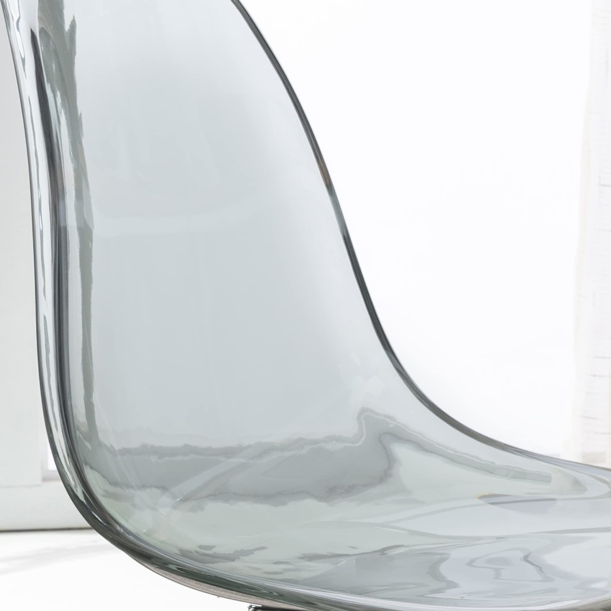Modern Acrylic Clear Desk Chair - Adjustable Height Rolling Office Chair, Small Armless Plastic Vanity Chair for Home Office, Dorm, Study & Workspace - Black Lucite Ghost Chair with Wheels