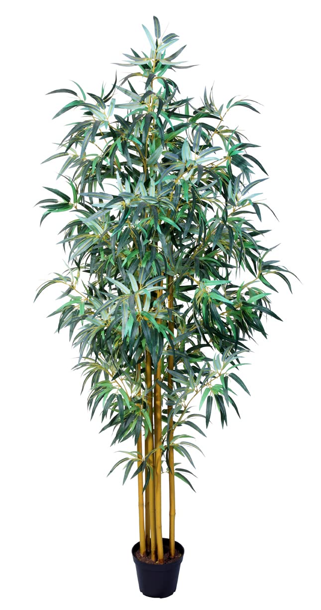 AMERIQUE 6ft Artificial Bamboo Tree with Nursery Pot - Realistic Silk Plant, Emerald Green, Feel Real Technology for Home & Office Decor