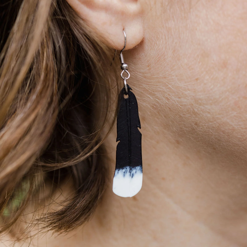 Huia Feather Earrings - Handmade Maori Inspired Jewelry | Sustainable & Lightweight for Everyday Wear | Perfect for Boho, Festival & Casual Outfits