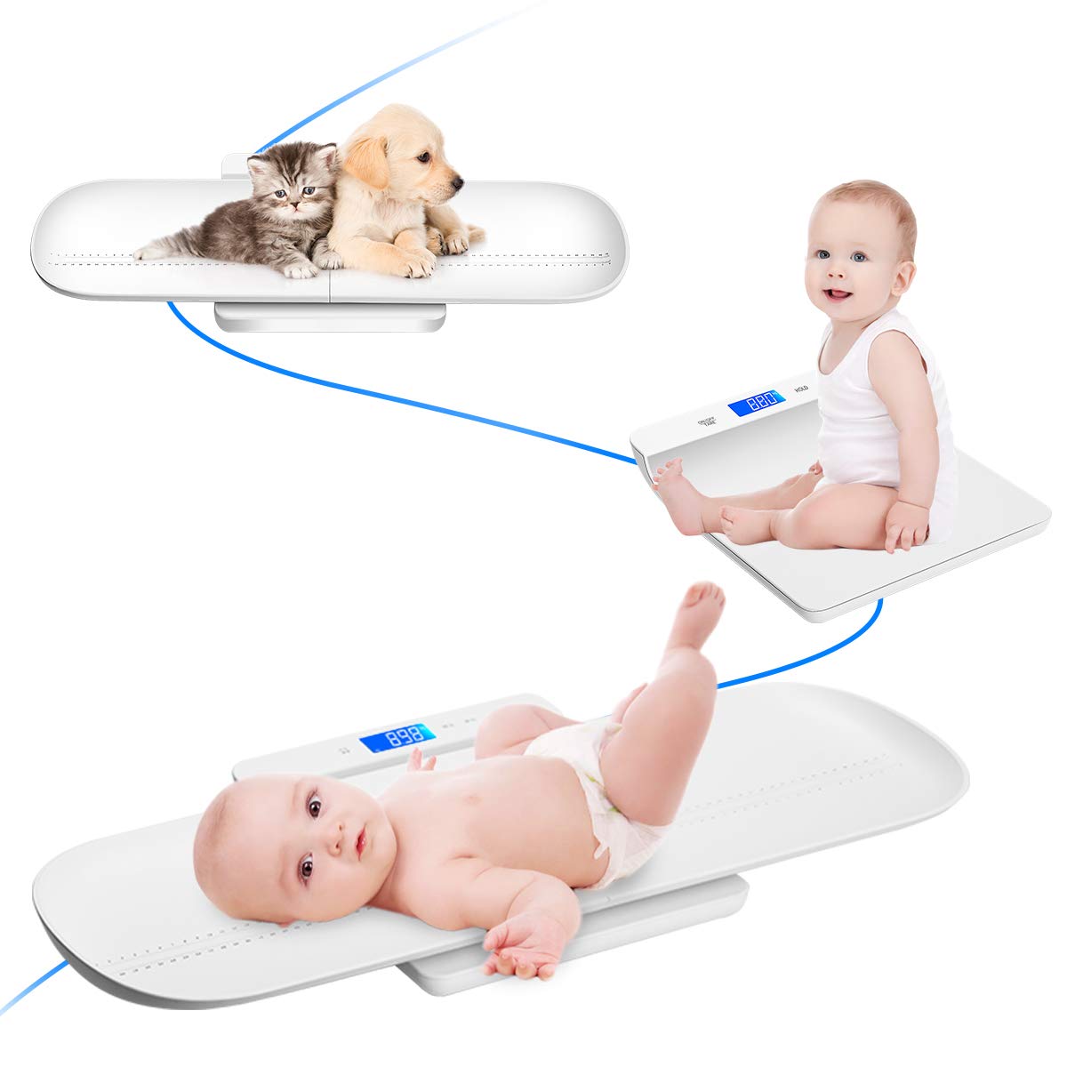 KUBEI Digital Baby Scale for Infants & Pets - Accurate Weight & Height Measurement in kg/lb/oz - Multi-Function Toddler Scale with Holding Function & Tray - Perfect for Newborns, Puppies & Kittens - Ideal for Pediatric Checkups, Pet Health Monitoring & Home Use