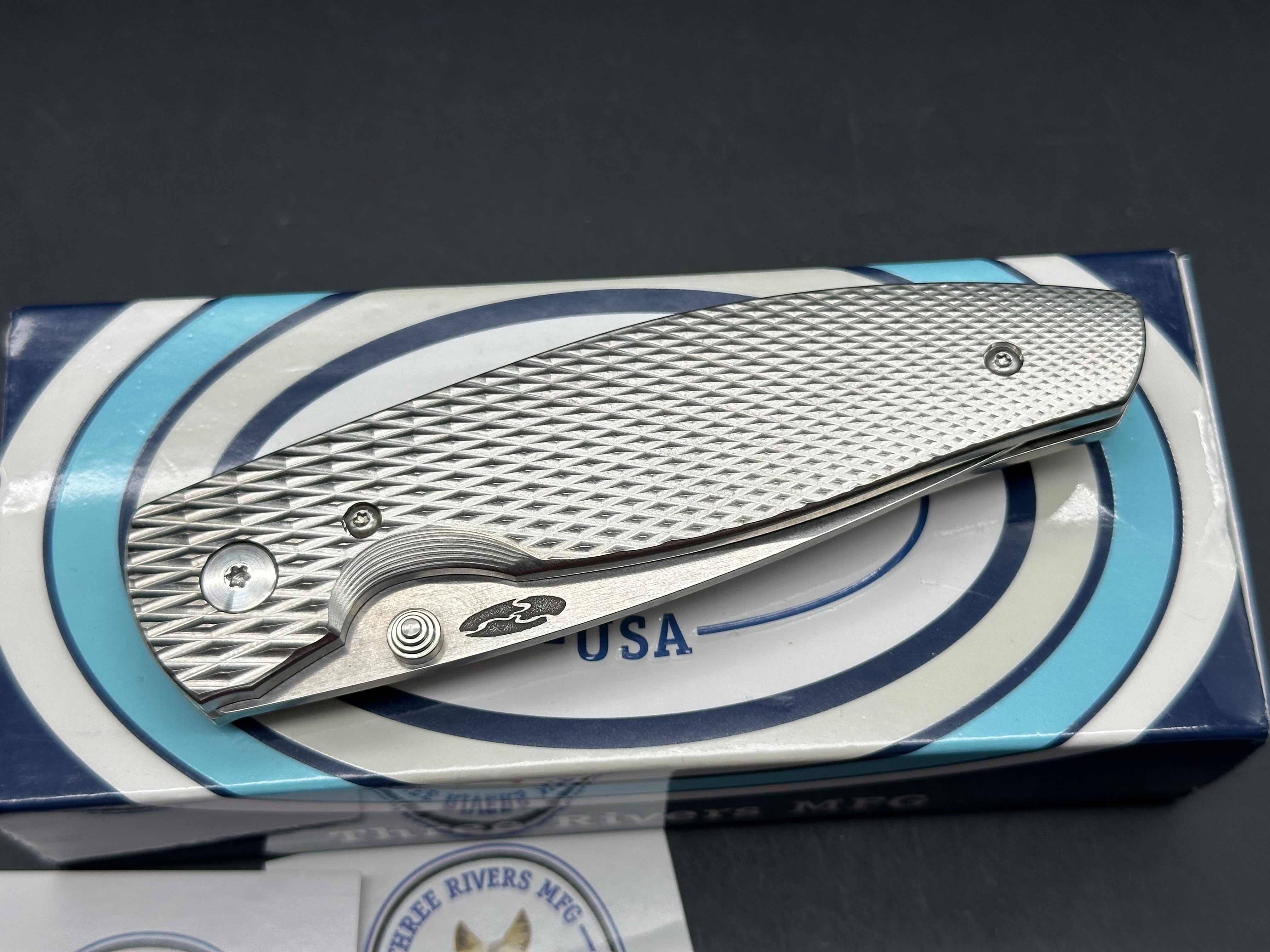 Three Rivers Manufacturing Atom Folding Knife with Mike Erie Hollow Grind - Premium EDC Pocket Knife for Camping, Hiking, and Outdoor Adventures