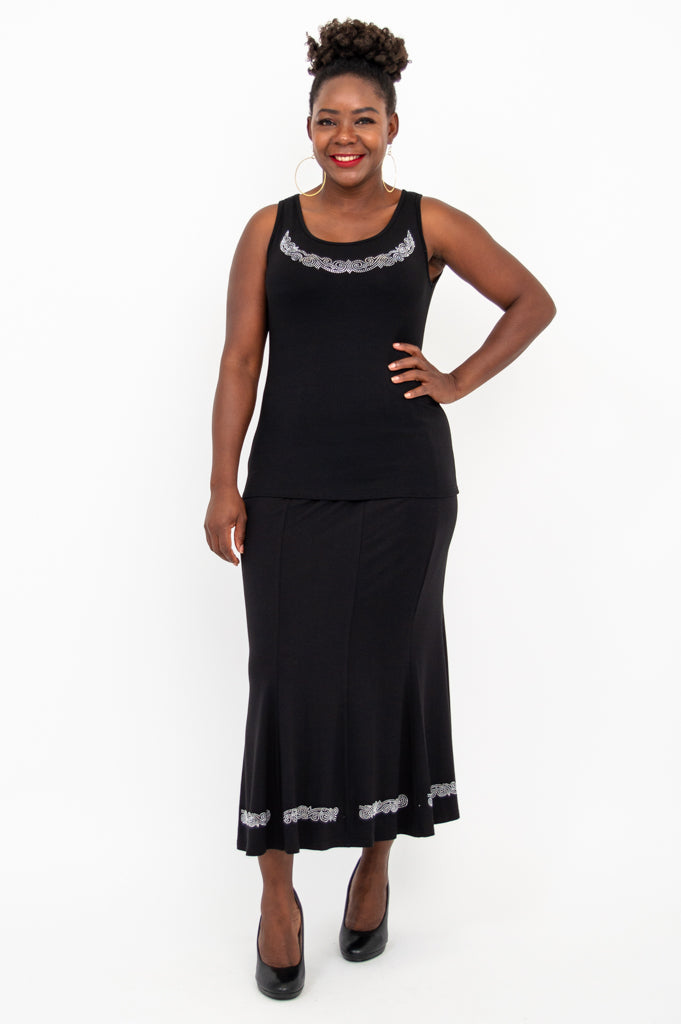 Avalon Tank Top for Women - Soft & Breathable Black Diamond Cotton Tee - Perfect for Casual Wear, Gym, and Layering