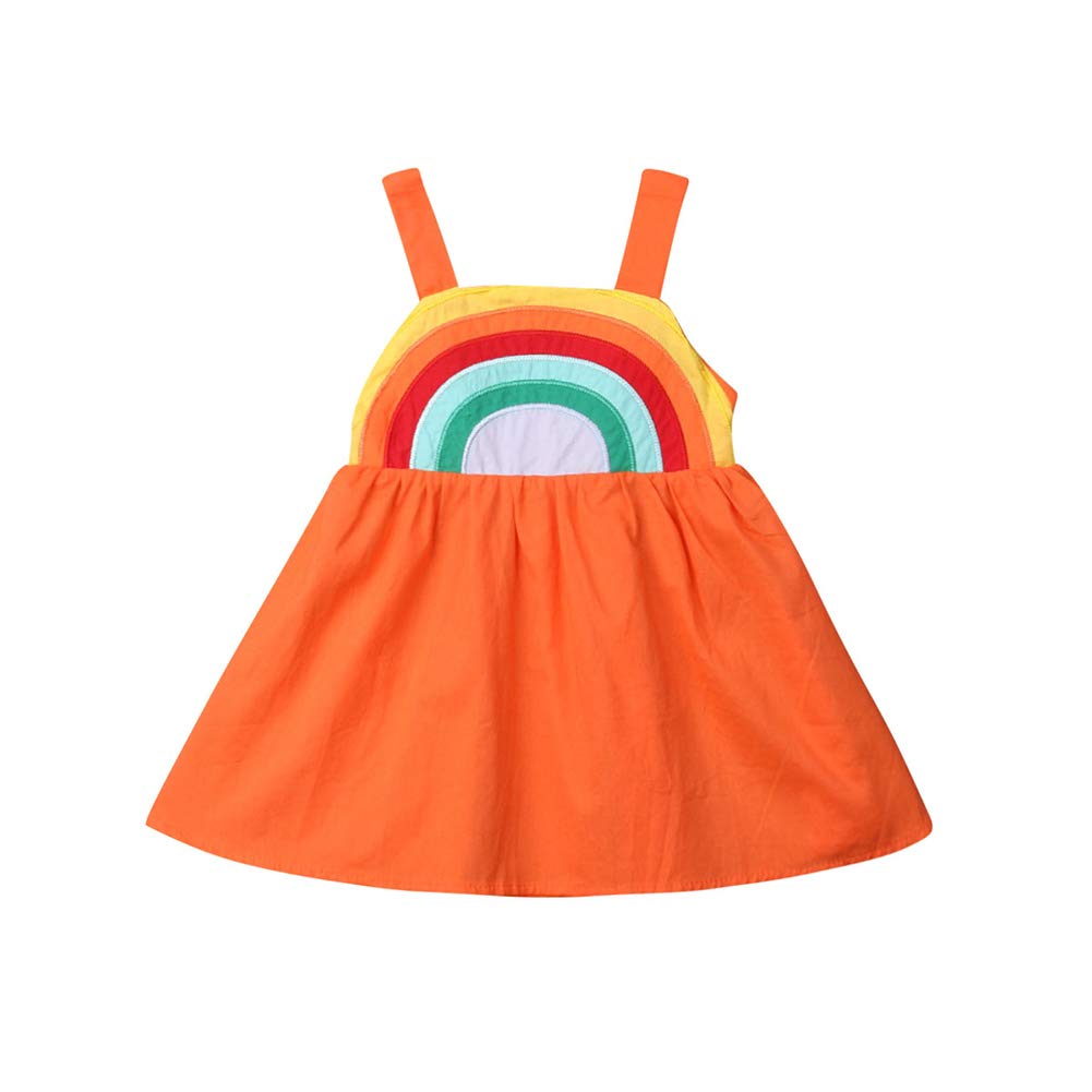 Toddler Baby Girls Summer Dress - Rainbow Print Halter Princess Dress with Tutu Skirt | Perfect for Birthday Parties, Photo Shoots & Outdoor Play