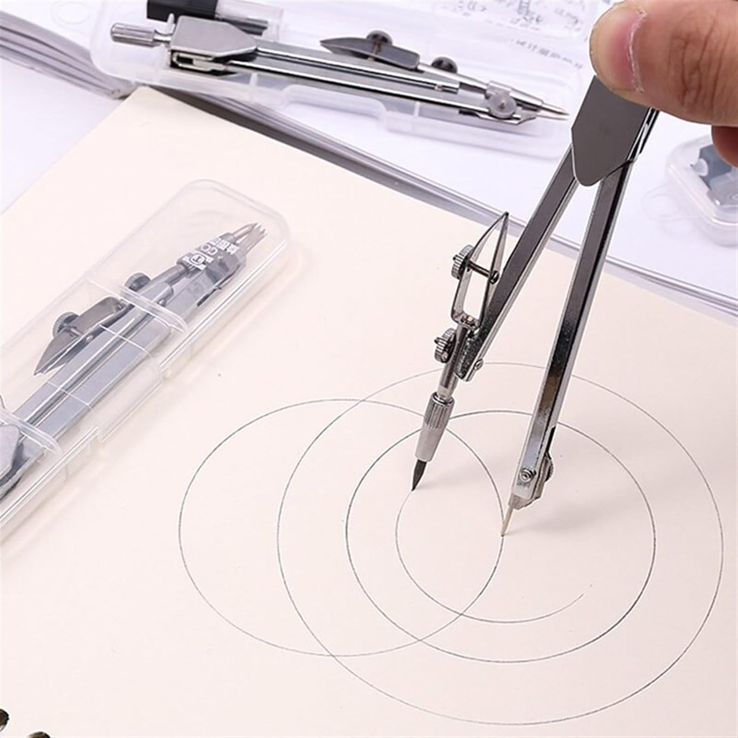 Professional Math Compass Geometry Set with 2 Refill Leads & Durable Storage Case - Precision Drafting Tools for Students, Engineers, Architects - Perfect for Classroom, Technical Drawing & Engineering Design