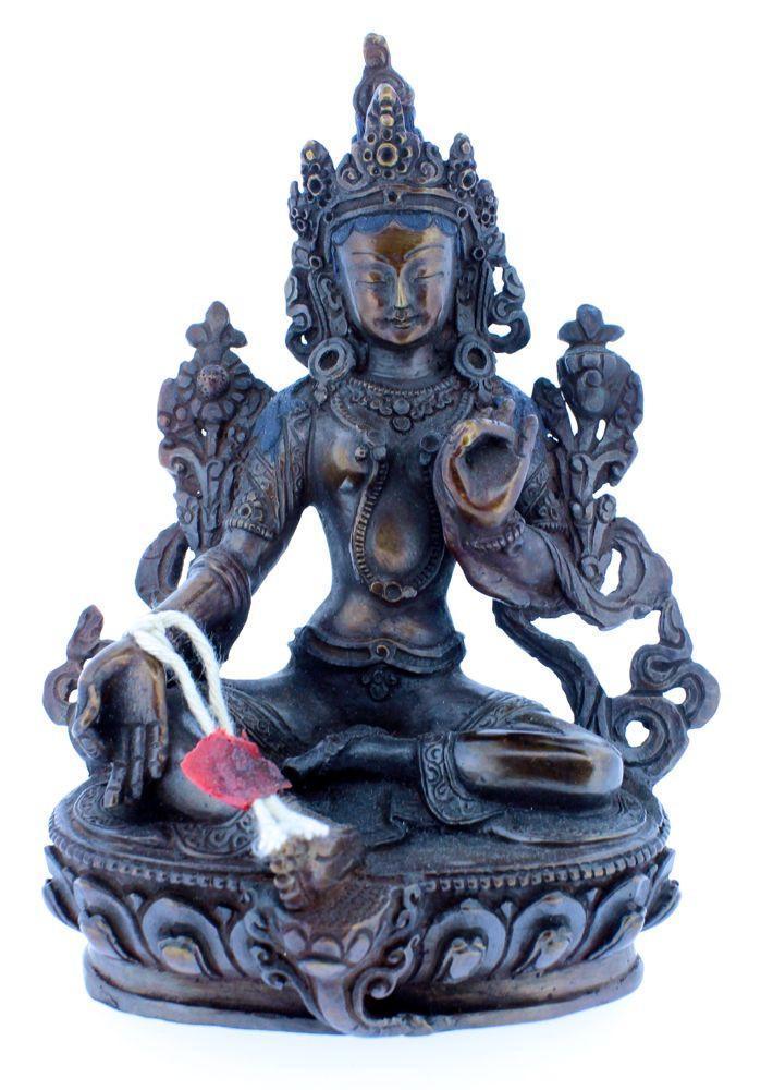 6 Inch Bronze Green Tara Statue - Handcrafted Buddhist Goddess Statue for Home Altar, Meditation & Spiritual Decor | Perfect for Yoga Studios, Gifts & Feng Shui