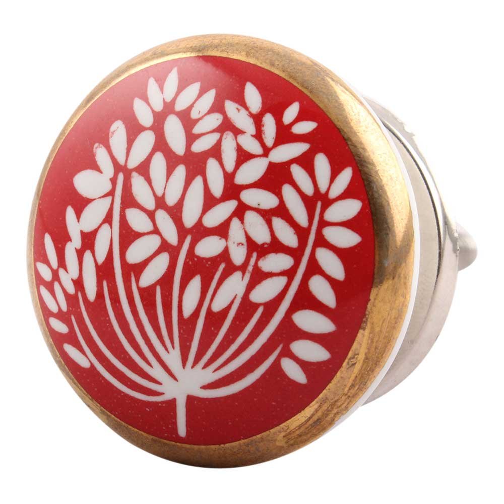 4 Pack Ceramic Red Flower Drawer Knobs - Elegant Kitchen Cabinet Hardware & Dresser Pulls for Home Decor | Perfect for Cabinets, Dressers, and Furniture Upgrades