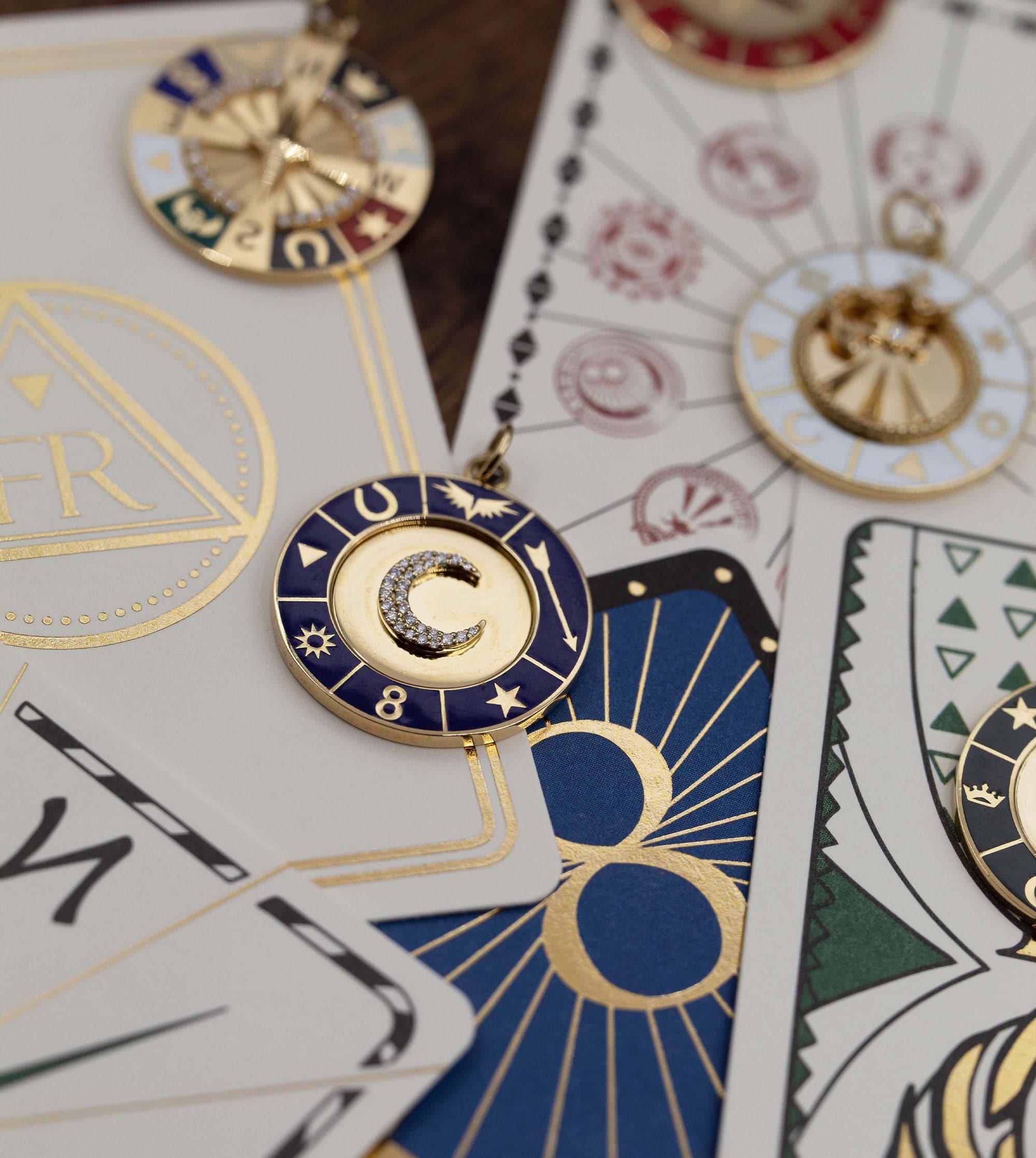 Blue Crescent Champlevé Enamel Wheel Medallion Pendant - Vintage Style Jewelry for Necklace, Bracelet & DIY Crafting
