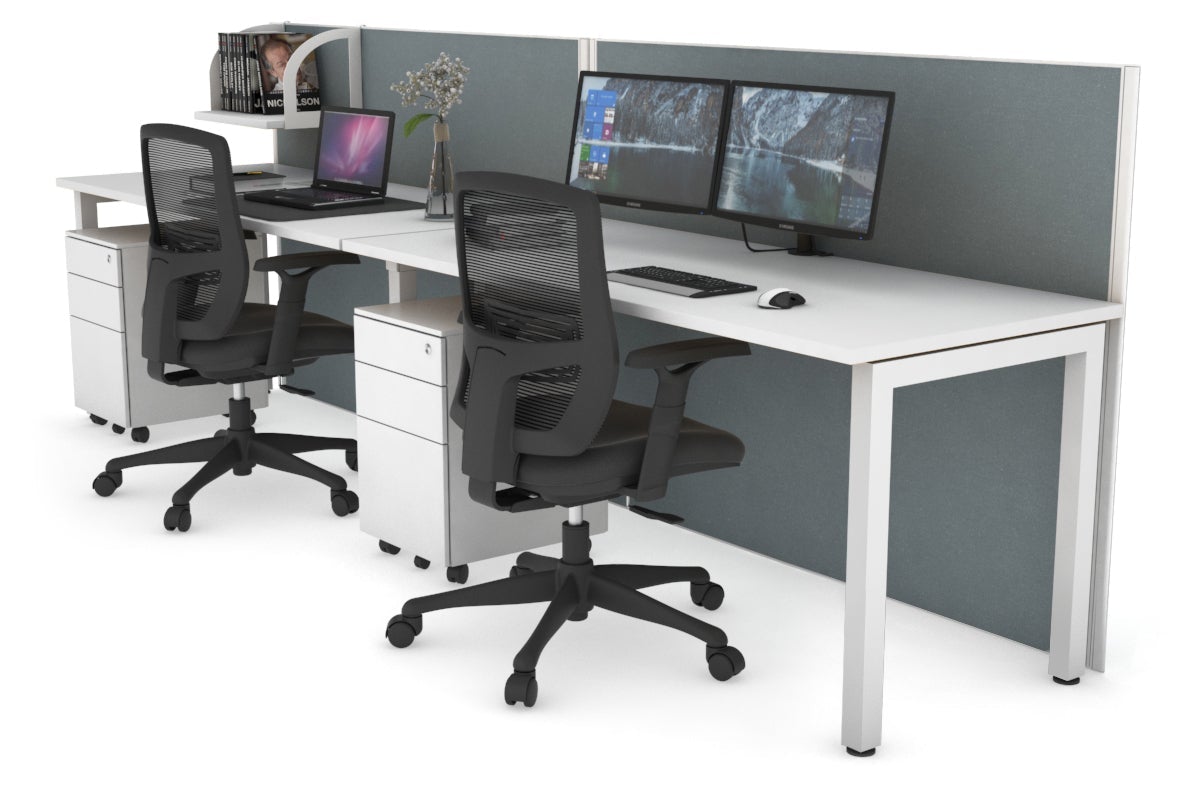 Horizon Quadro 2 Person Office Workstation with Square Legs - 1200L x 700W Dimensions - Perfect for Collaborative Workspaces & Shared Office Desks