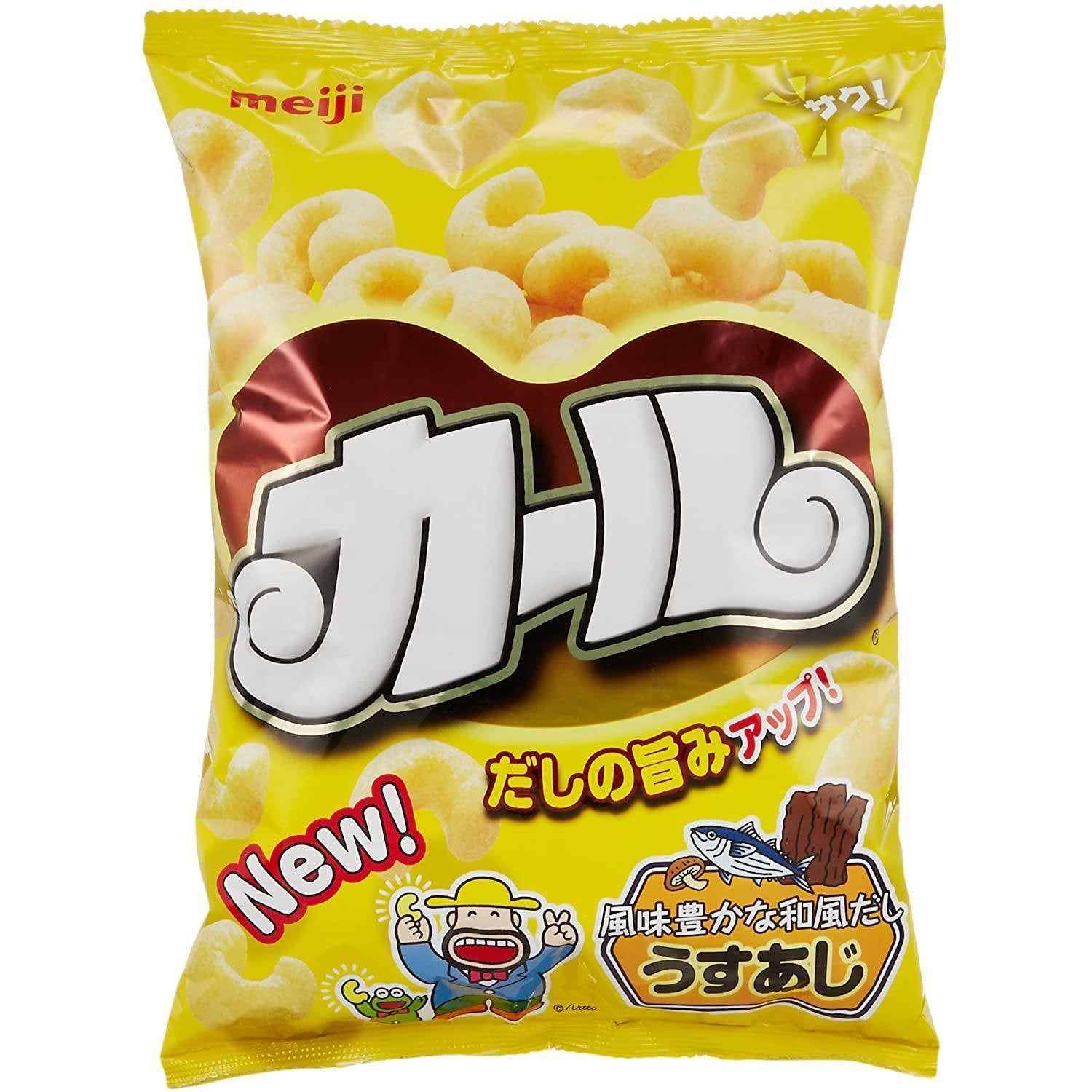 Meiji Karl Light Salt Curls Corn Puff Snack 68g - Crunchy Japanese Corn Snacks for Parties, Movie Nights & On-the-Go Snacking