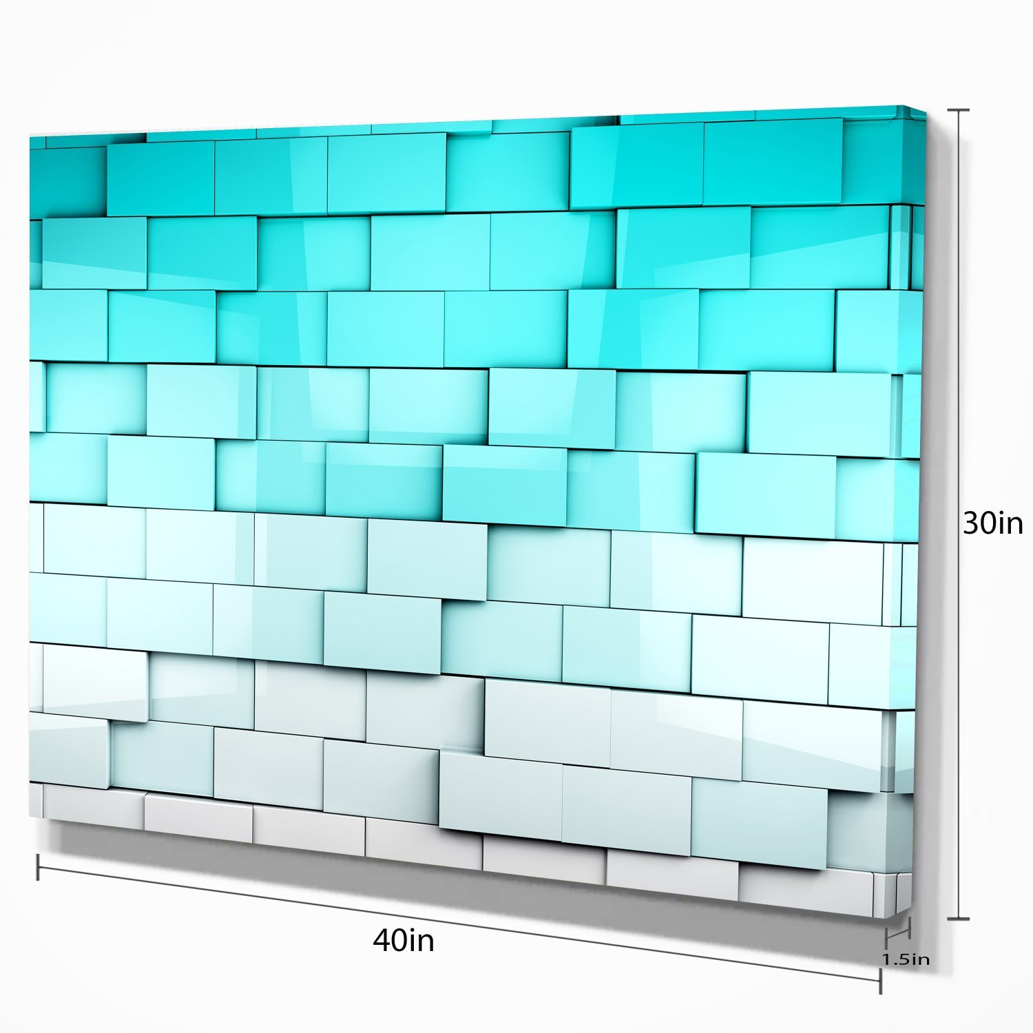 Blue Mosaic Cubes Contemporary Wall Art - Modern Abstract Painting for Living Room, Bedroom & Office Decor