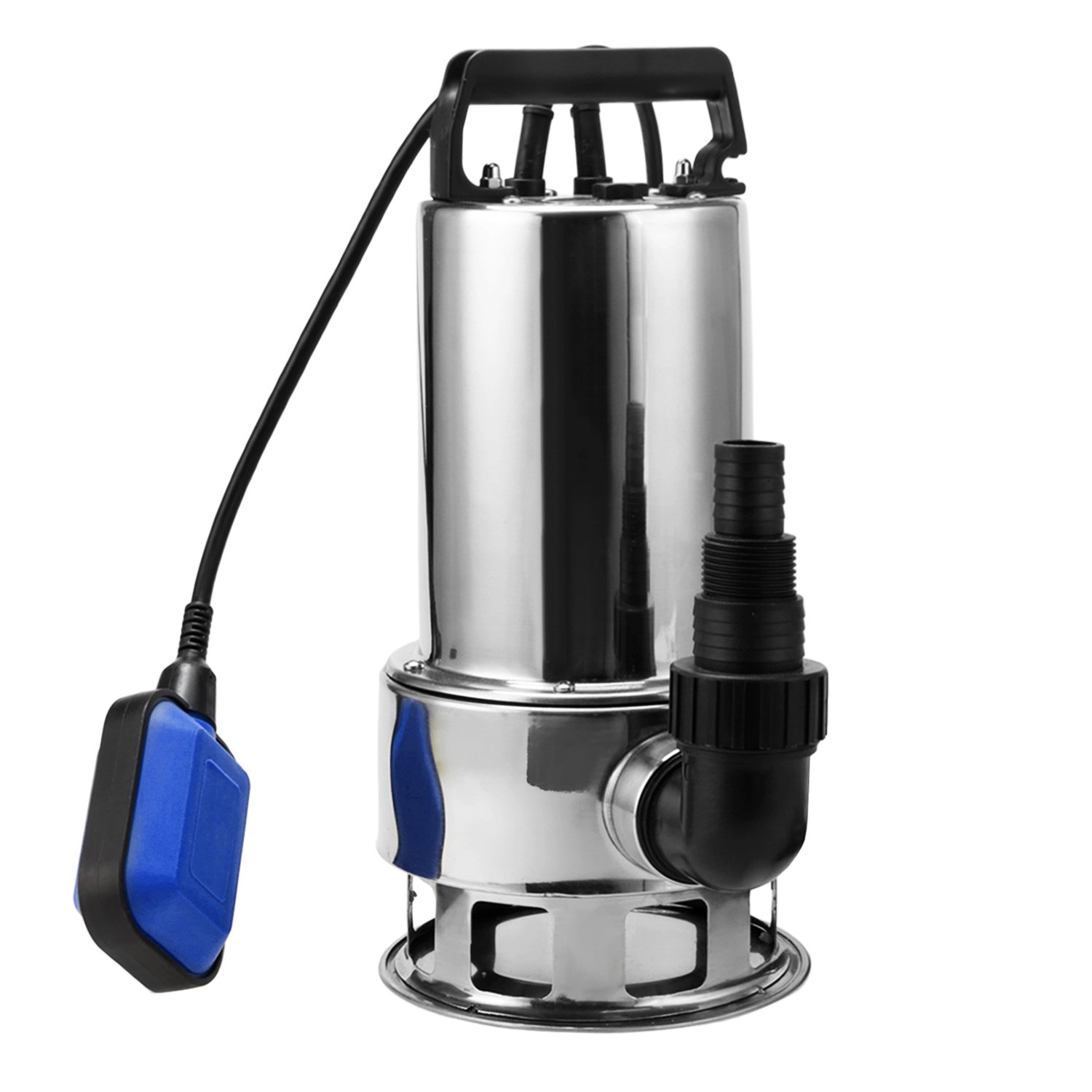 Elifine 1.5 HP Stainless Steel Submersible Sump Pump for Dirty/Clean Water - 15ft Cable & Float Switch (1.5HP, Silver) - Ideal for Basement Flooding, Pool Draining & Construction Sites