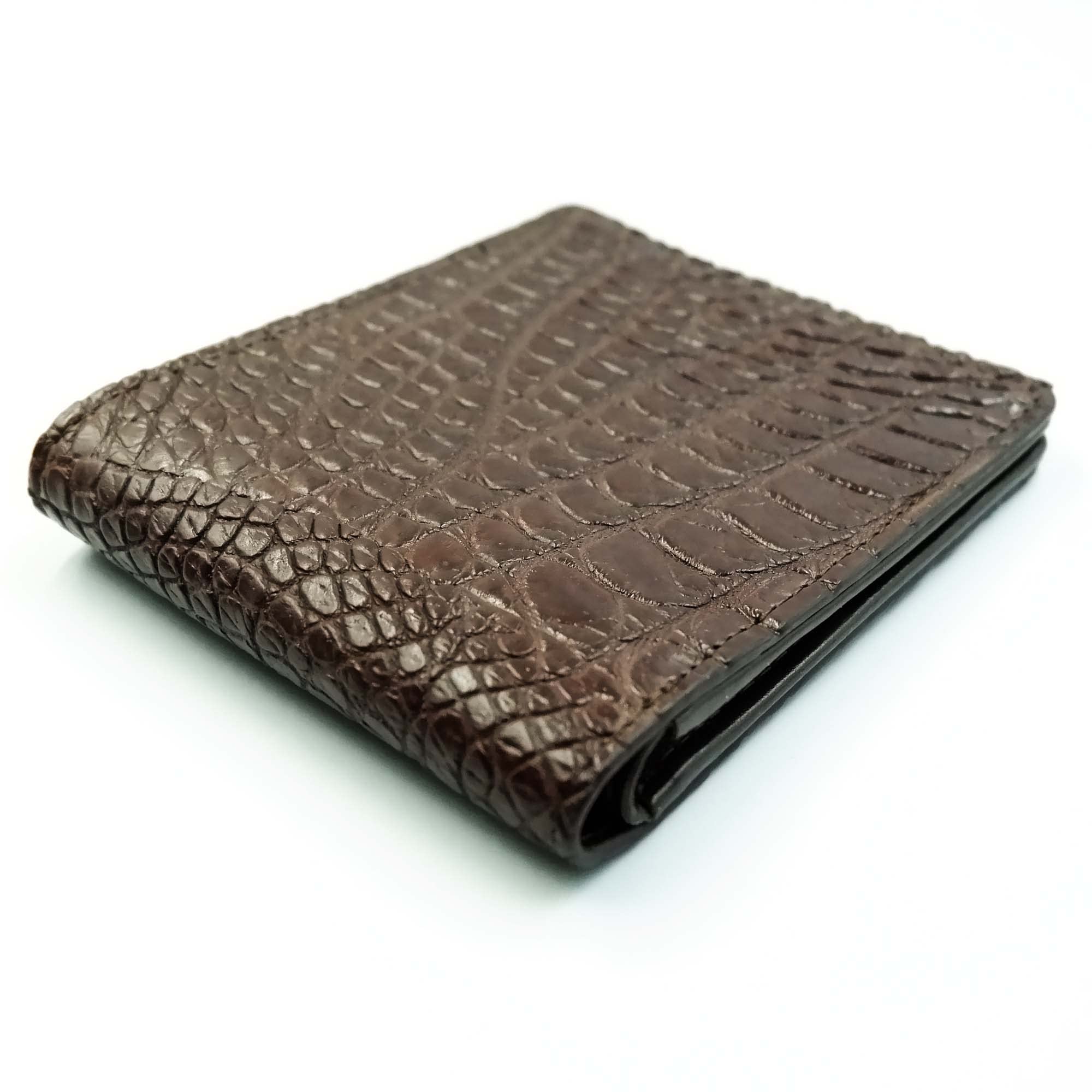 Genuine Brown Crocodile Leather Men's Bi-Fold Wallet - Premium Slim RFID Blocking Wallet for Everyday Carry & Gift Giving