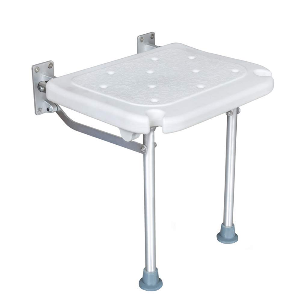 FXLYMR Wall Mounted Folding Shower Seat - Non-Slip Bath Chair with Leg Support & Drainage Holes - Safe Shower Stool for Elderly & Pregnant Women - Perfect for Bathroom Safety & Mobility Assistance