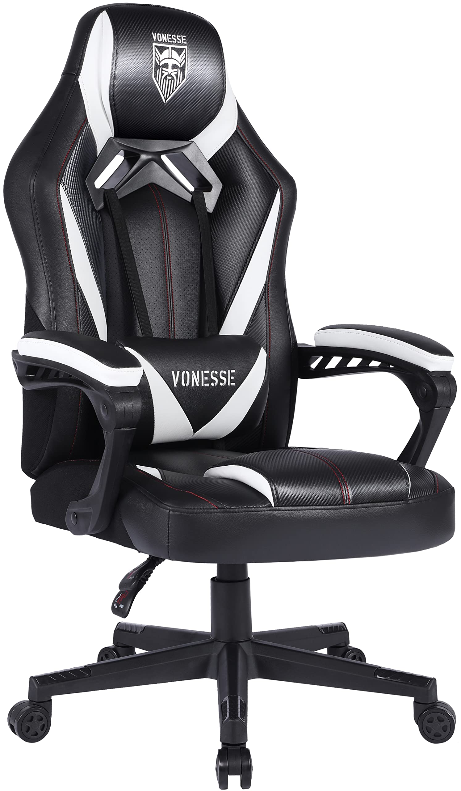Vonesse Ergonomic Gaming Chair with Massage Lumbar Support - Big and Tall Office Chair for Heavy People, Reclining Computer Desk Chair for Adults - Perfect for Home Office, Gaming Setup, and Workstation (Black)