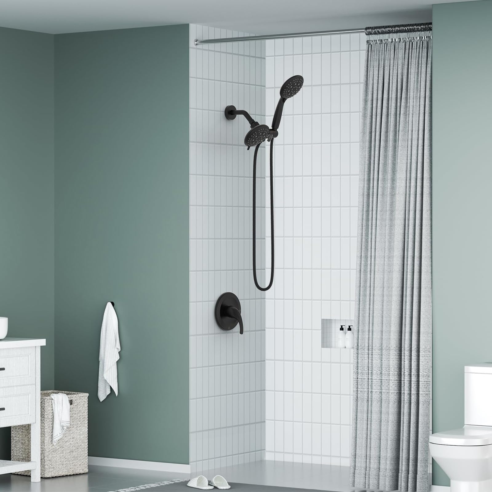 SR SUN RISE 6-Spray 3-Way Shower Faucet Combo with Handheld Shower Head and Matte Black Trim Kit (Valve Included) - Perfect for Bathroom Renovation and Modern Home Upgrade