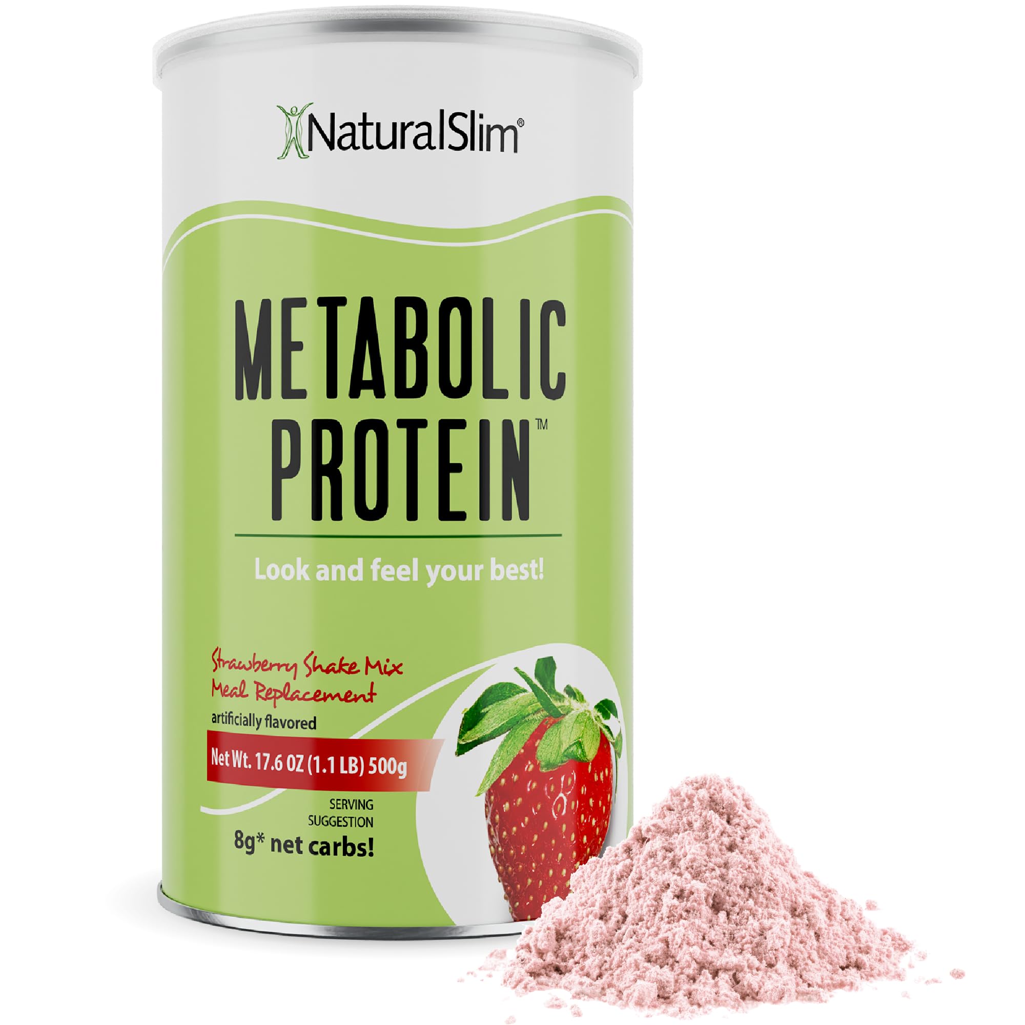 Naturalslim Strawberry Meal Replacement Protein Powder - Low Carb Breakfast Shake Mix for Weight Loss, Curbing Cravings & Metabolism Support - 10 Servings (17.6oz) | Perfect for Busy Mornings, Post-Workout Recovery & Healthy Lifestyle