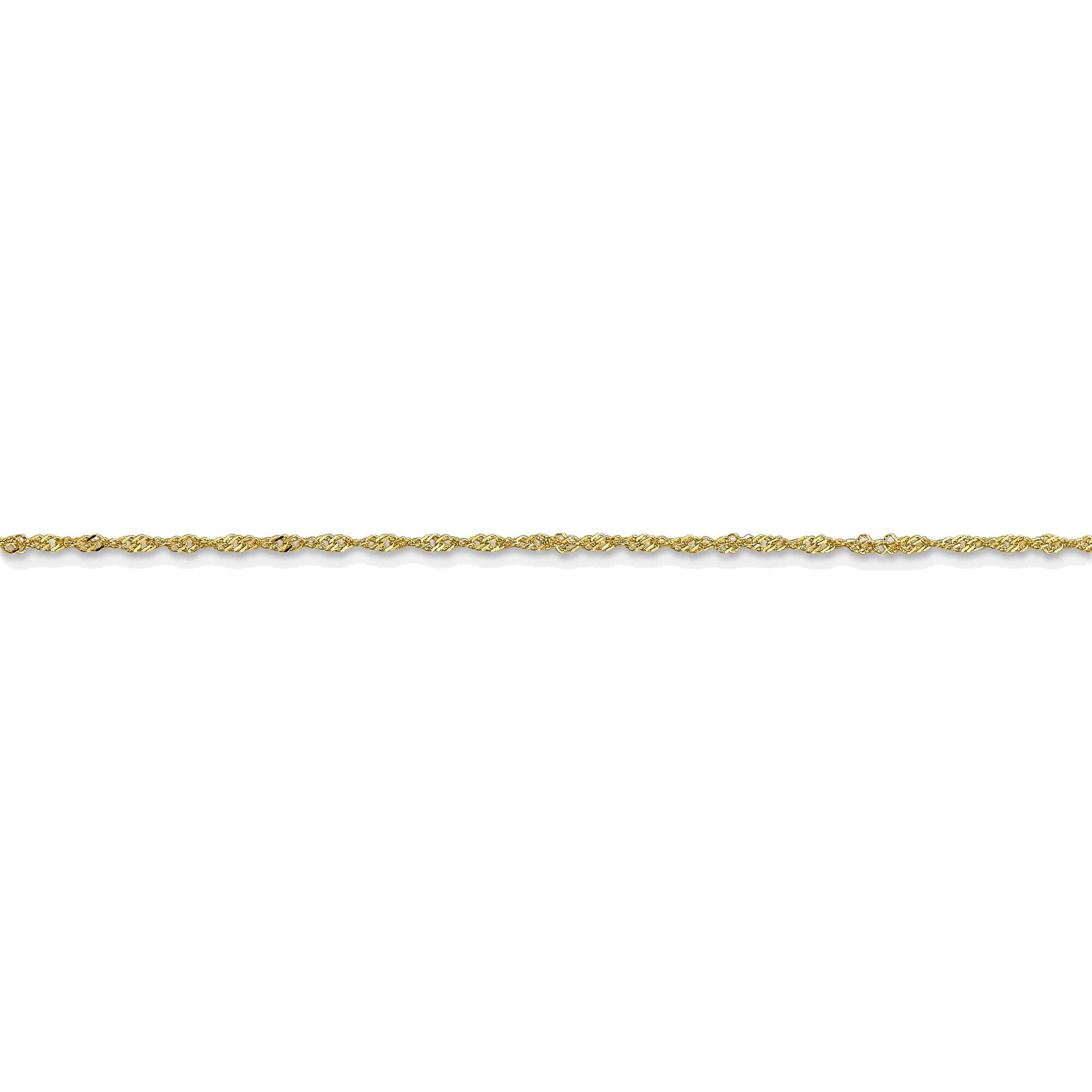 Bonyak 10K Yellow Gold Singapore Chain Necklace 1.10mm - Perfect for Layering, Gift Giving & Everyday Elegance