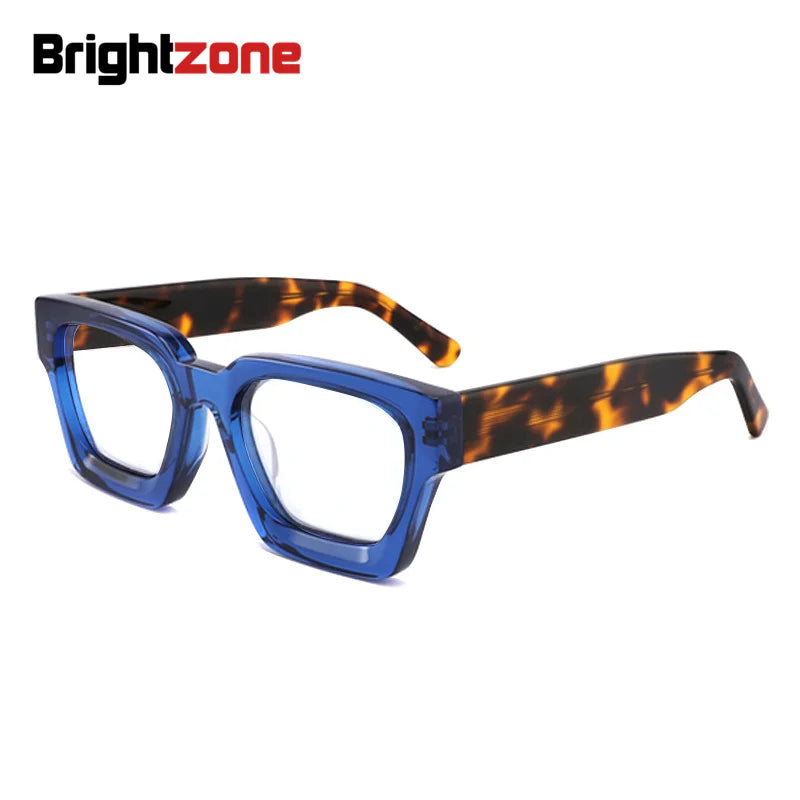 Brightzone Unisex Full Rim Square Thick Acetate Eyeglasses 5437 - Stylish & Durable Frames for Men & Women - Perfect for Reading, Work & Fashion Accessories