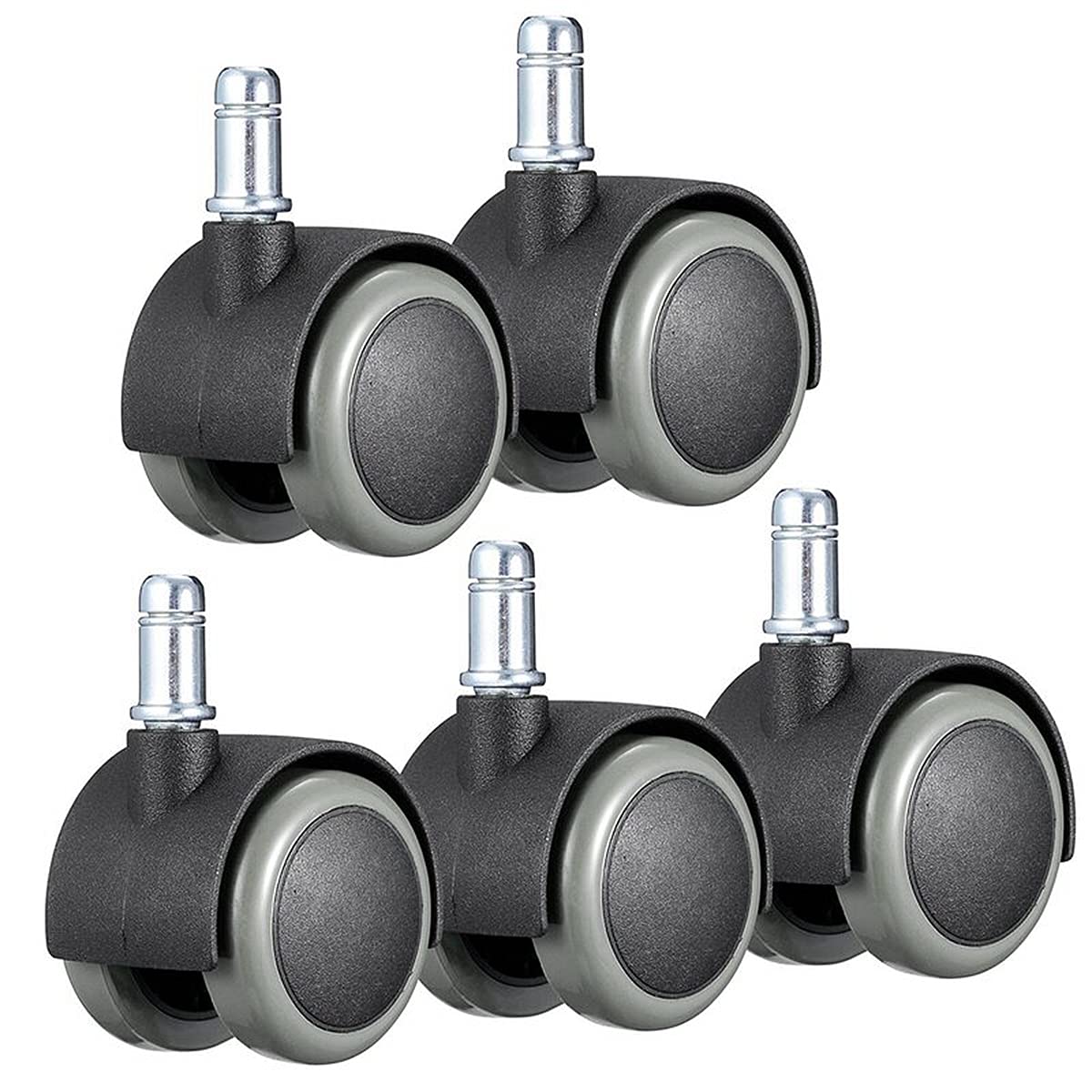 2 Inch Universal Fit Office Chair Caster Wheels - Heavy Duty Smooth Rolling Replacement Casters for Computer & Gaming Chairs (Set of 5, Standard Size) - Perfect for Home Office, Workstation & Gaming Setup