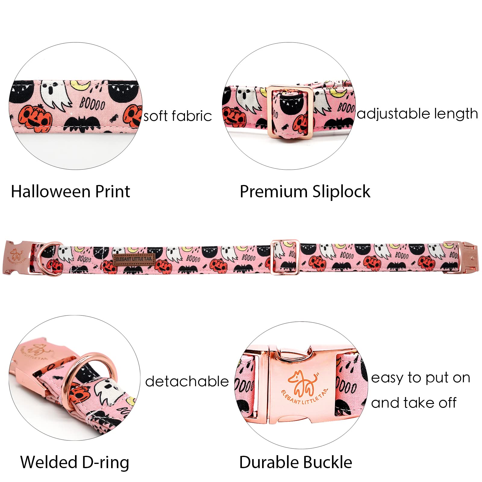 Elegant Dog Collar with Bow - Soft Halloween Pumpkin Bow Tie Collar for Large Dogs, Fall Pet Accessories for Girls & Boys | Perfect for Costume Parties & Seasonal Walks