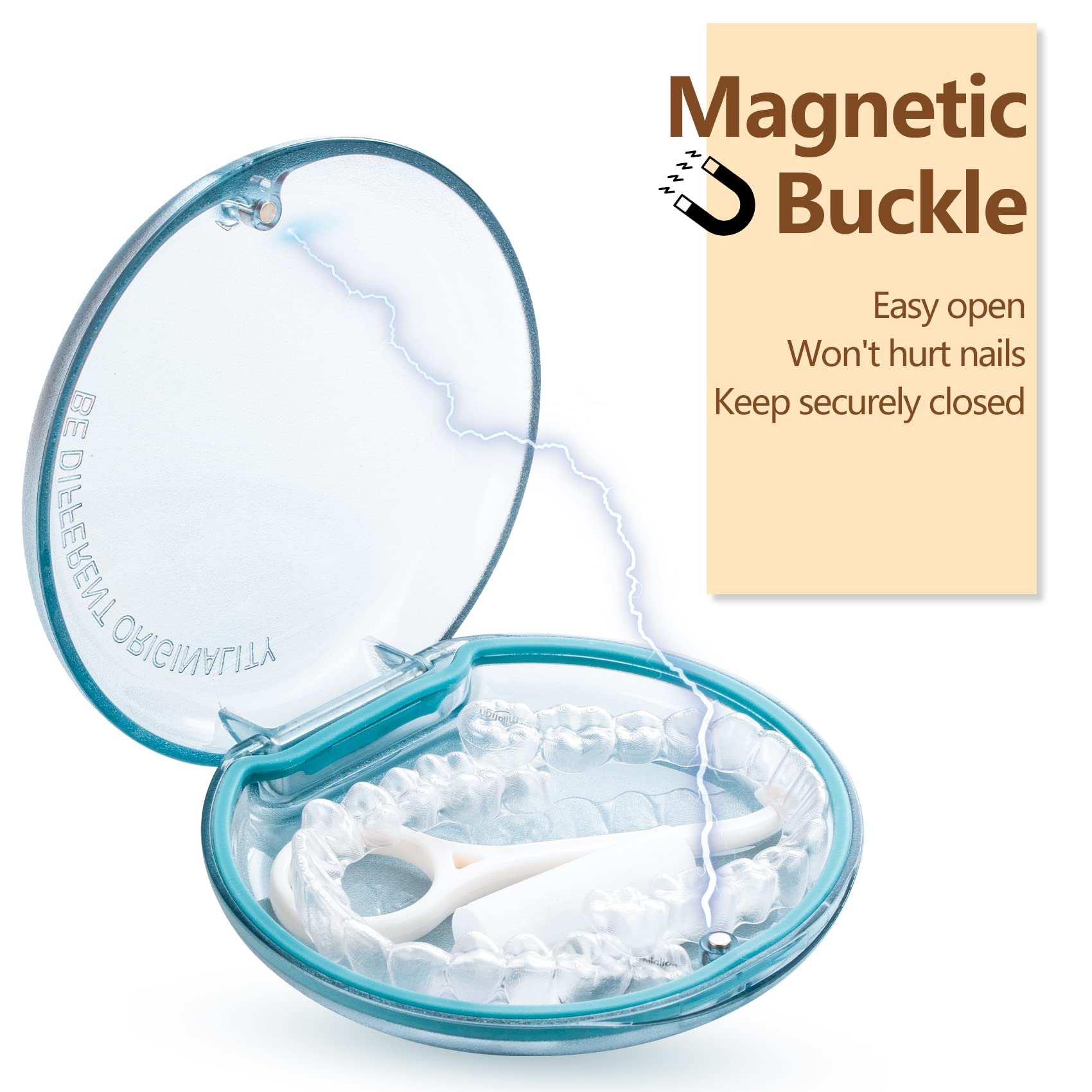 2 Pack Orthodontic Retainer Case with Magnetic Closure - Cute Night Guard & Aligner Storage for Kids, Teens & Adults - Portable, Easy to Clean - Perfect for Travel, School & Home Use