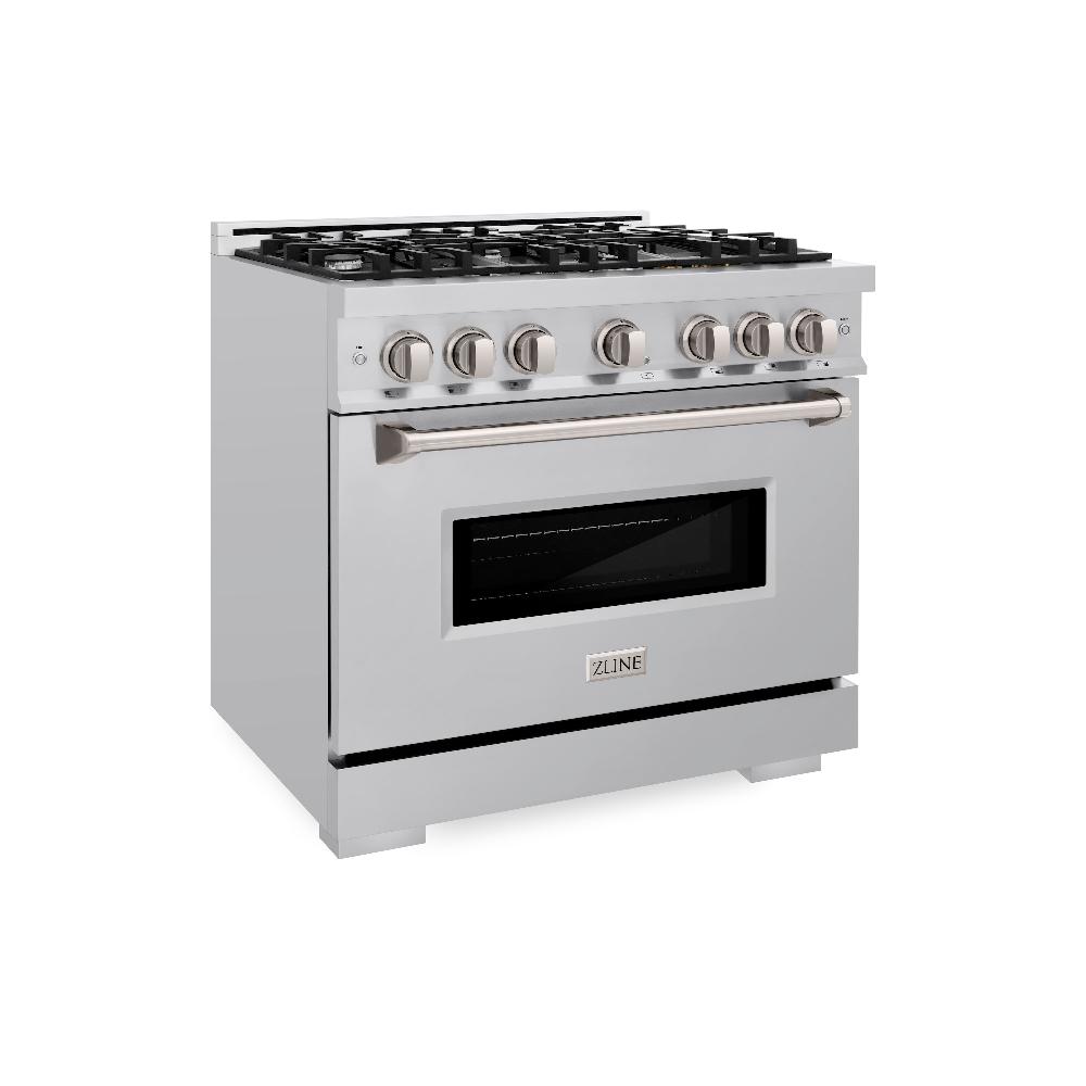 ZLINE 36 Inch 5.2 Cu. Ft. Stainless Steel Gas Range with 6 Burner Cooktop & Convection Oven - Perfect for Home Kitchens, Restaurants, and Professional Chefs (Model CGR36)