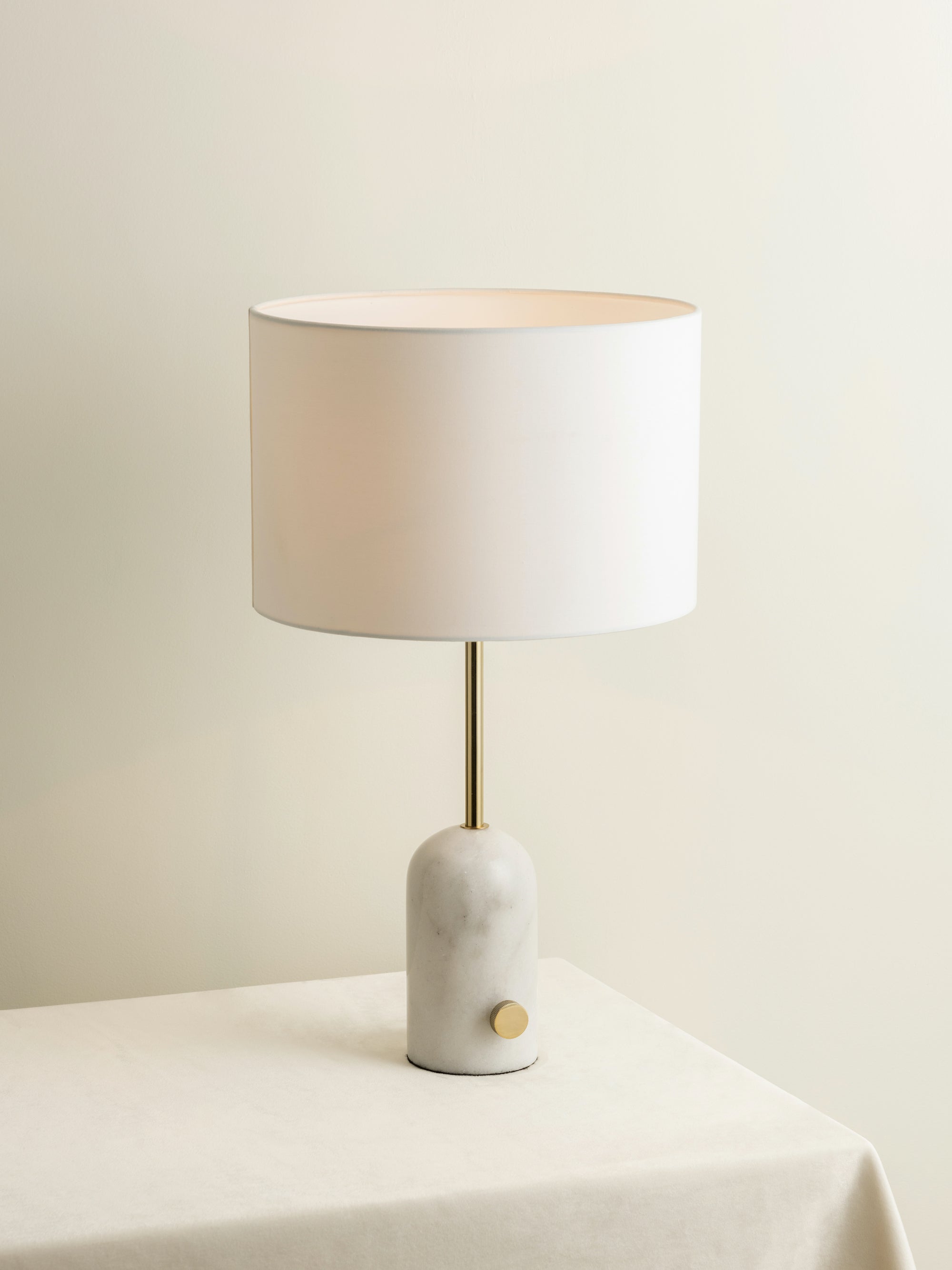 Penn White Marble and Brass Table Lamp - Elegant Home Office & Bedroom Lighting for Modern Decor