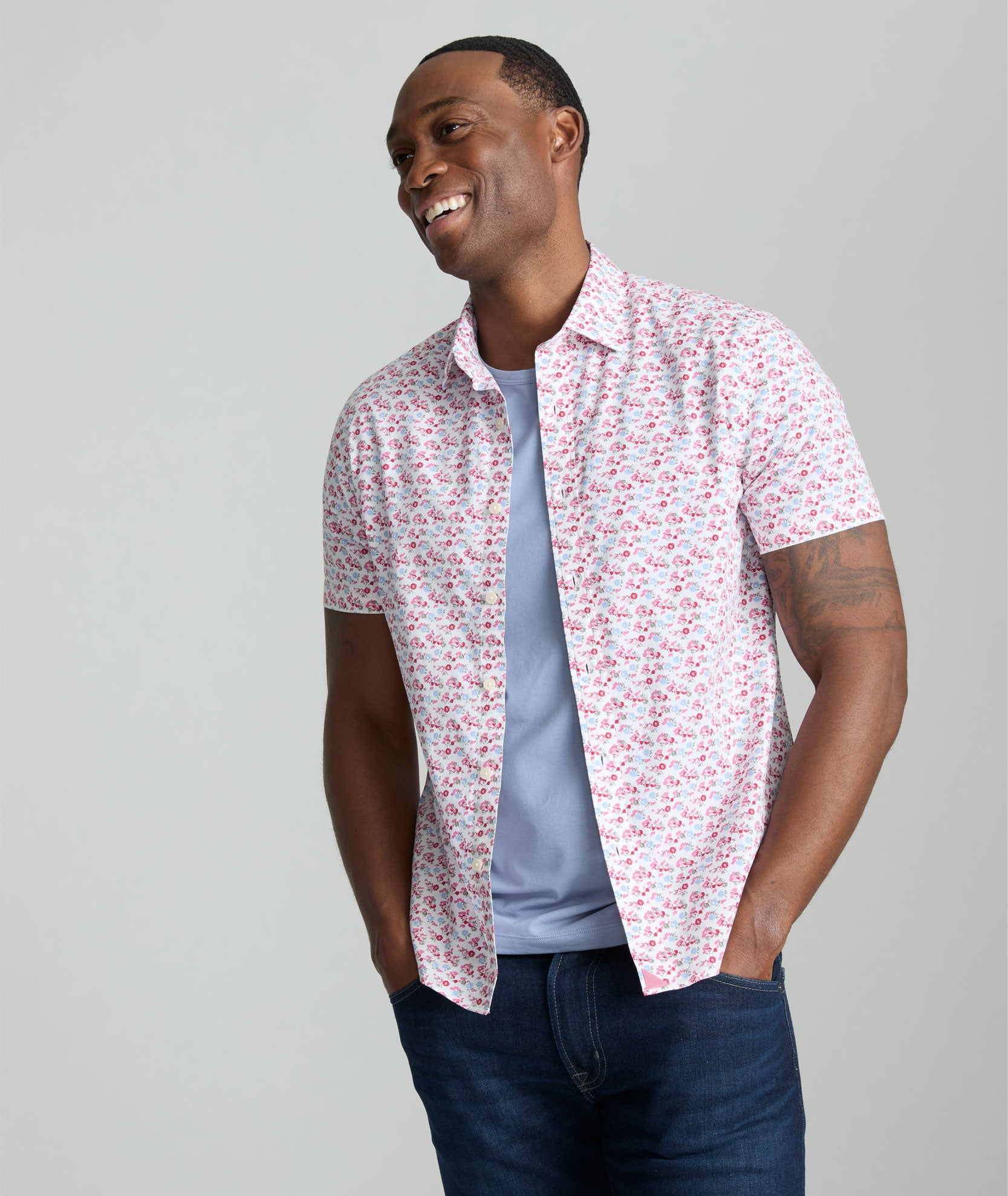 Stretch Cotton Short Sleeve Sanchez Shirt - Comfortable & Breathable Men's Casual Top for Summer Outings & Beach Vacations