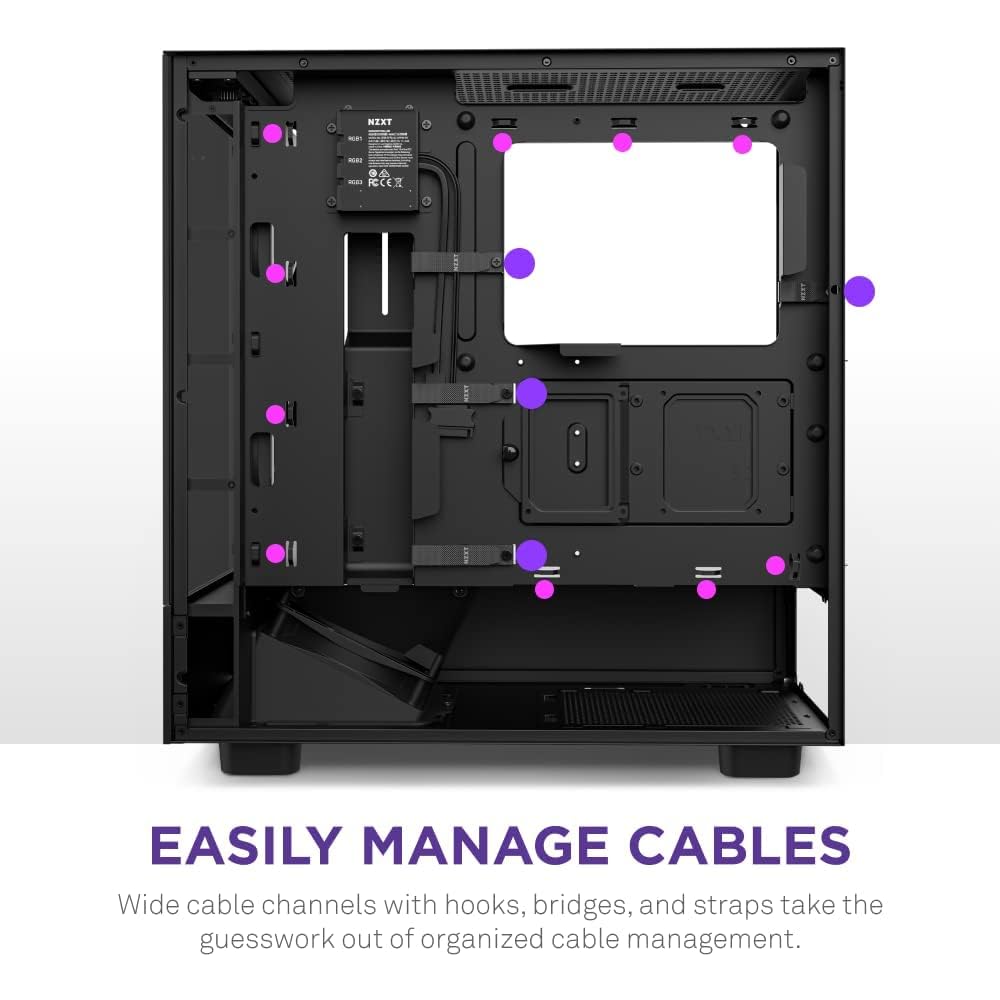 NZXT H5 Elite Compact ATX Mid-Tower PC Gaming Case - Tempered Glass Panels, RGB Lighting & 2x140mm Fans | Perfect for Gaming Rigs & Streaming Setups | Black (CC-H51EB-01)