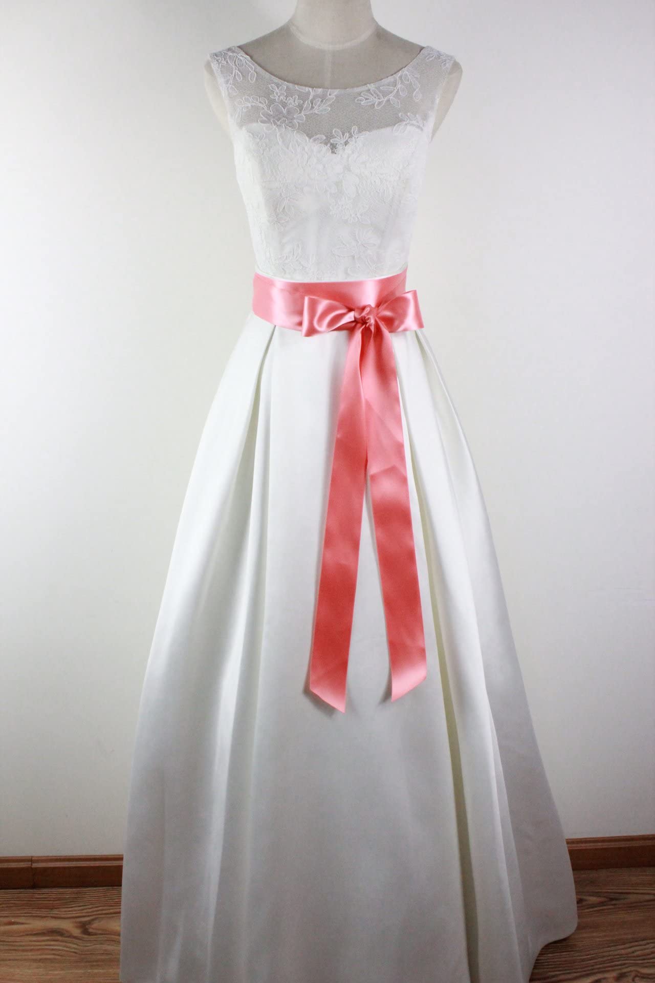 Leimandy 2 Inch Wide Satin Ribbon Sash - Elegant Waist Belt for Wedding Dresses, Bridal Gowns, Prom & Formal Events - Adjustable Waistband in 12 Classic Colors (Rose Gold, Ivory, Navy Blue etc.)