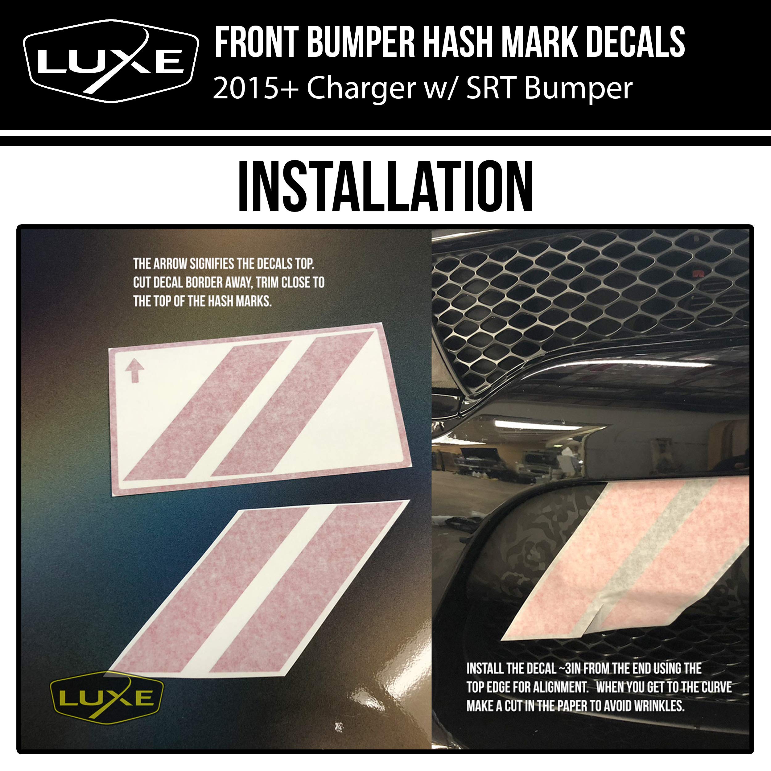 Luxe Auto Concepts Reflective Black Front Bumper Hash Stripes for Charger - High Visibility Car Styling Accessories for Night Driving & Custom Look