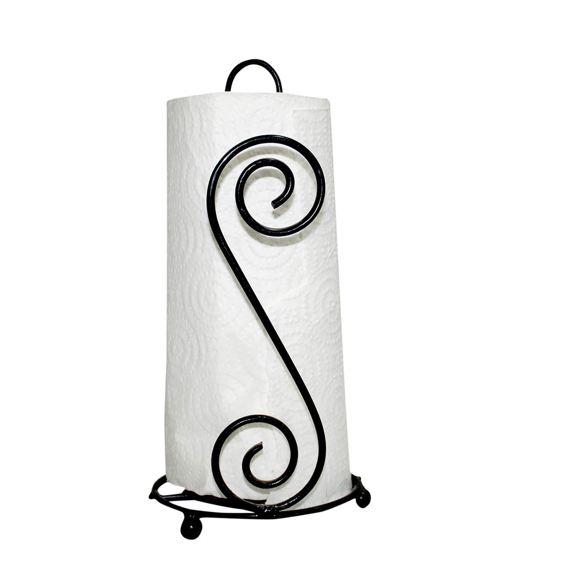 Stainless Steel S-Shaped Paper Towel Holder - Black Standing Kitchen Roll Dispenser (10x5 inches) for Countertop, Dining Table & Office - Space-Saving & Durable Organizer